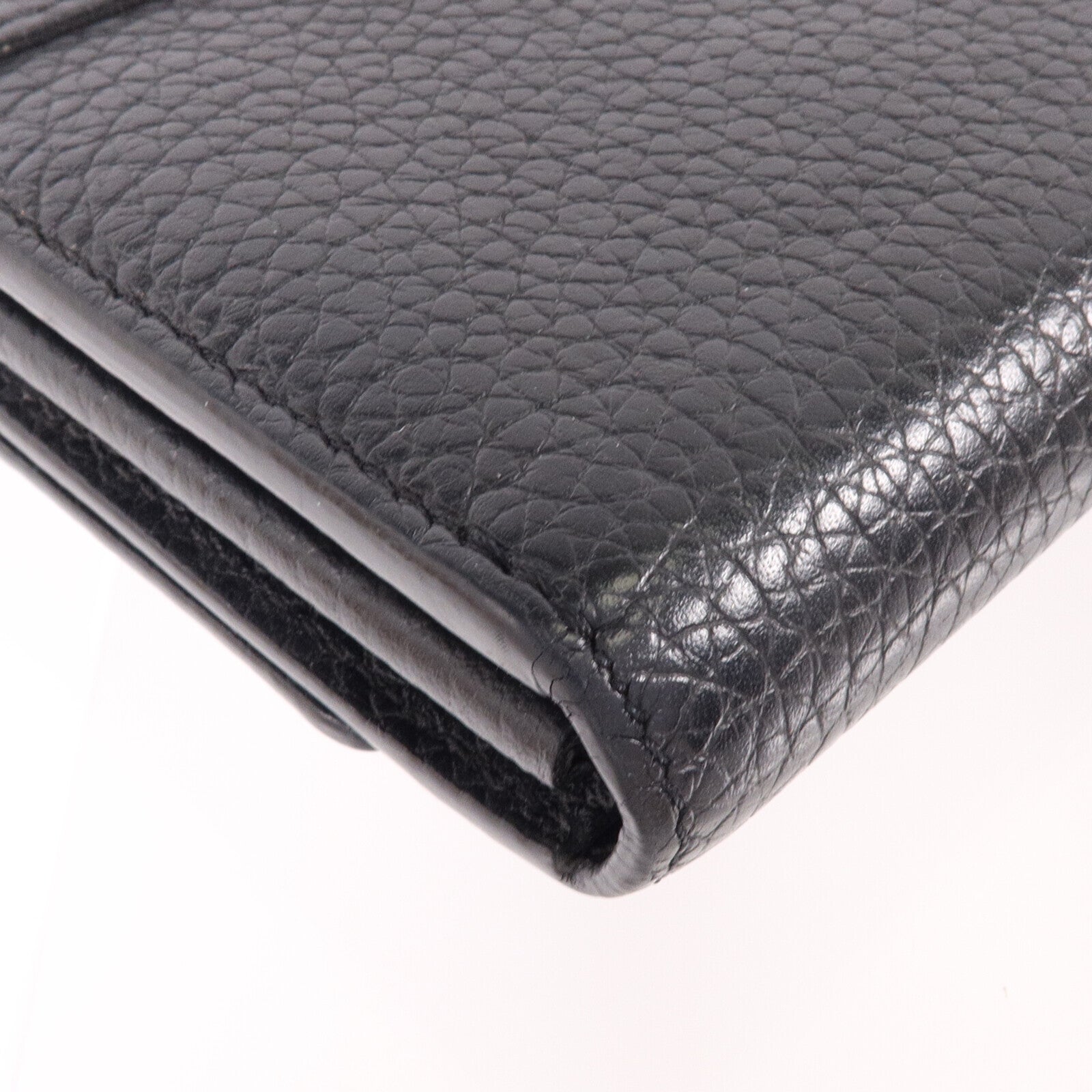 LOUIS VUITTON Taurillon皮革Capucines Wallet金扣長錢包