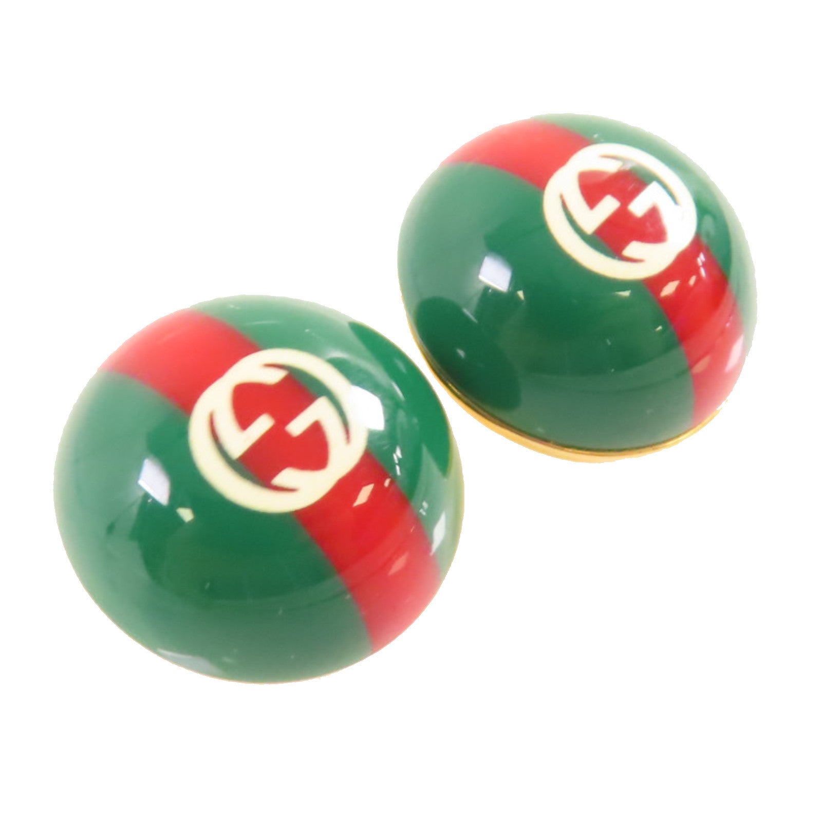 GUCCI 金屬GG Earring金扣耳環綠色/紅色