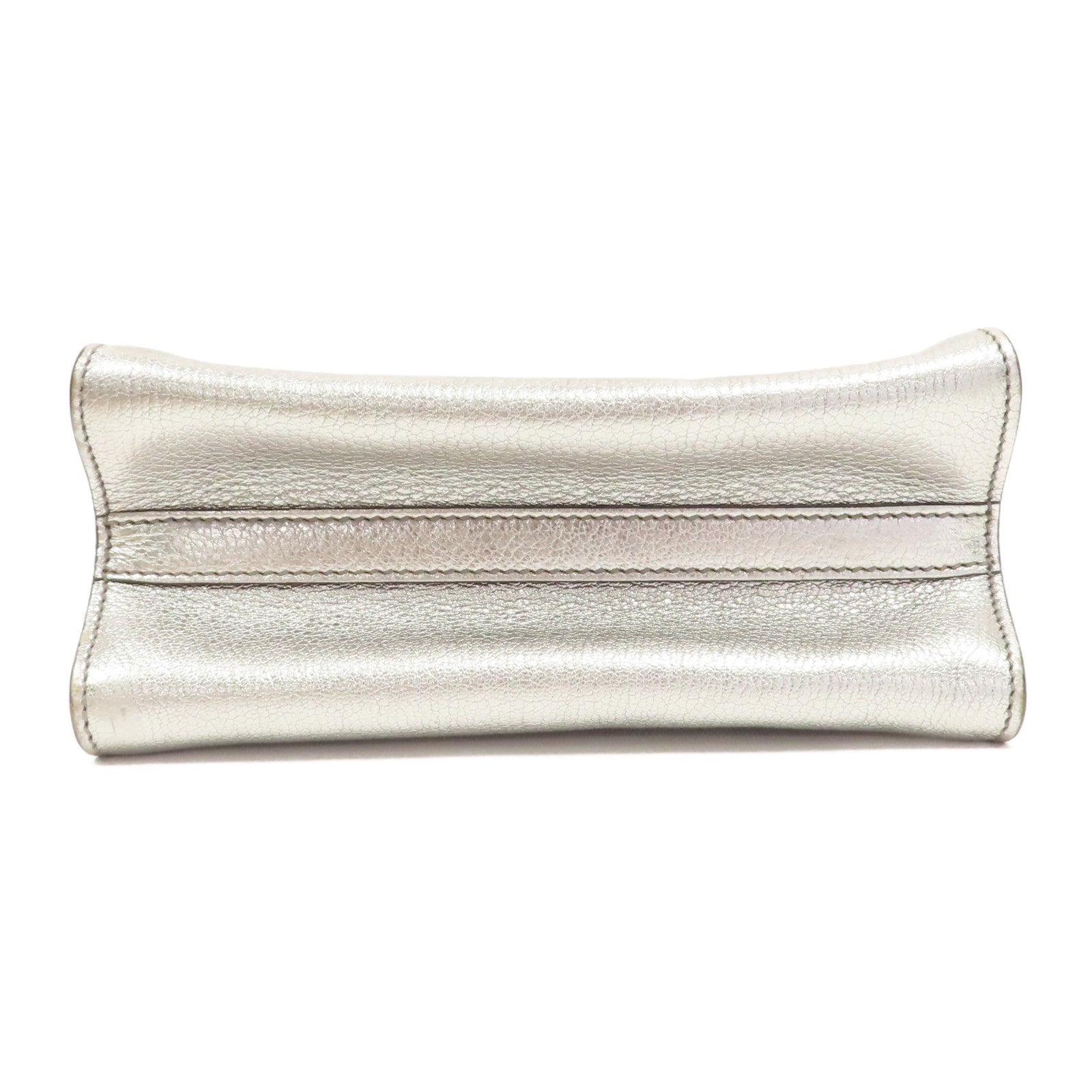 Miu Miu 【清倉大減價】牛皮皮革2 Way Shoulder金扣手挽肩背兩用袋銀色