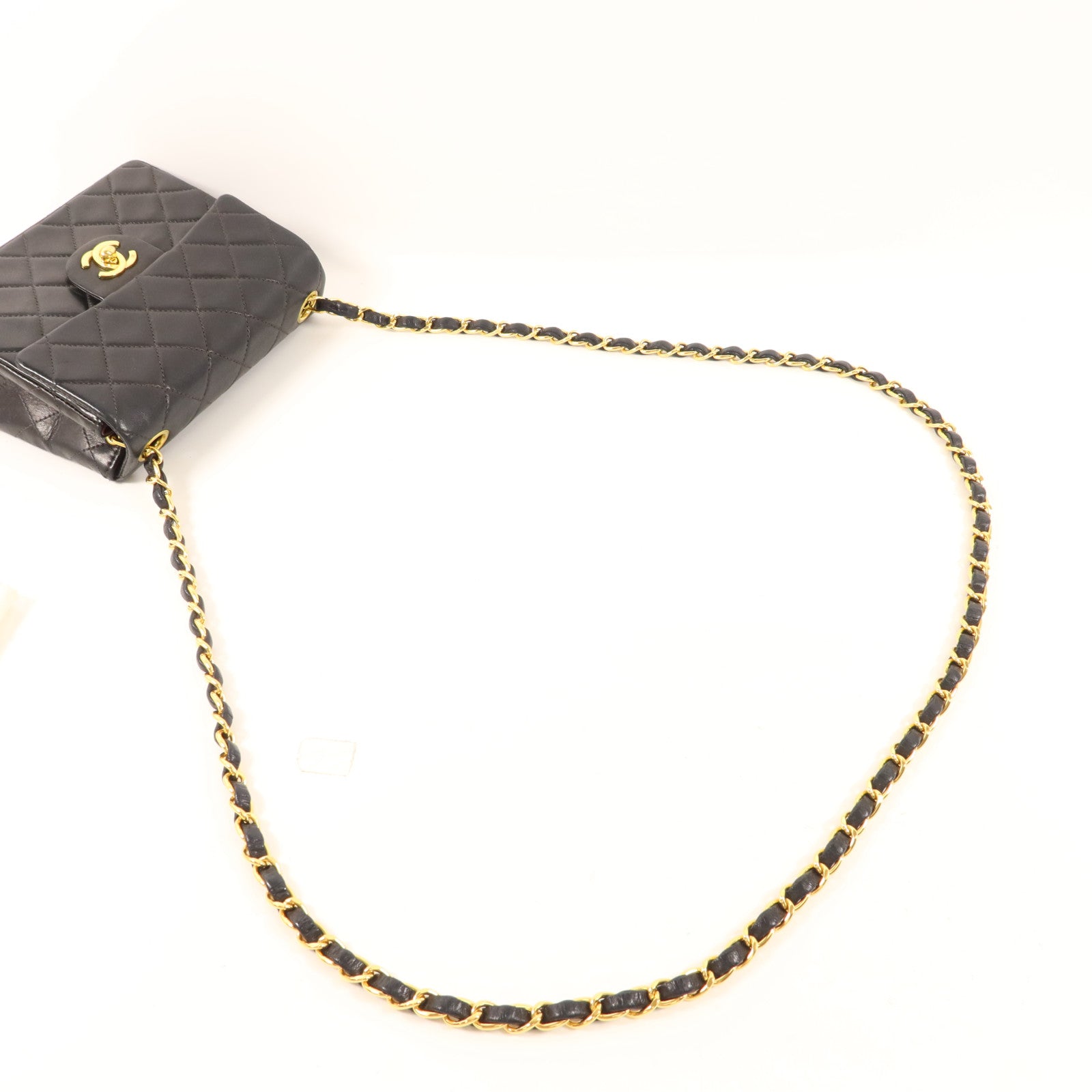CHANEL 羊皮皮革Vintage Classic Mini Square 17金扣鏈帶肩背袋