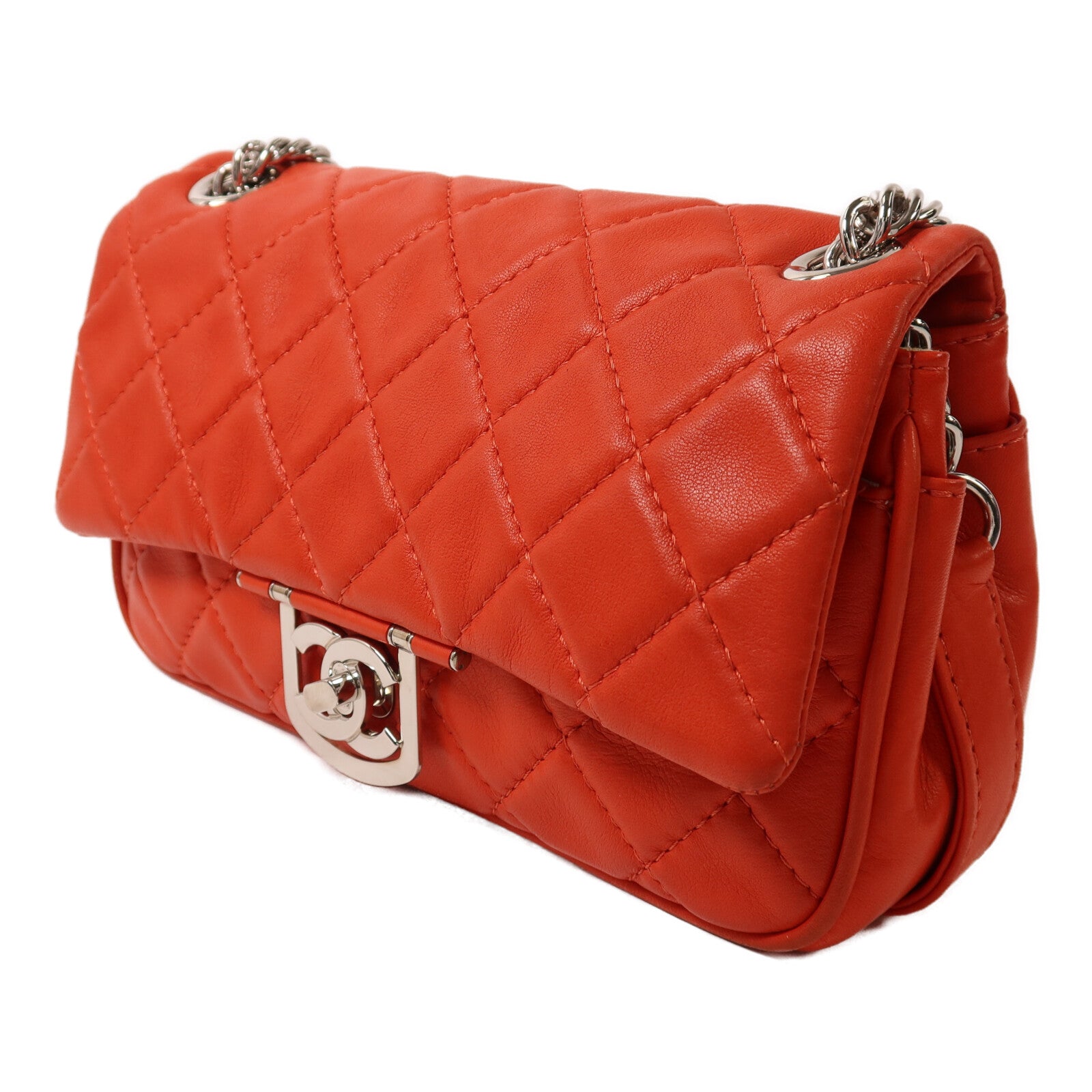 CHANEL 羊皮皮革Shoulder Bag銀扣鏈帶肩背袋