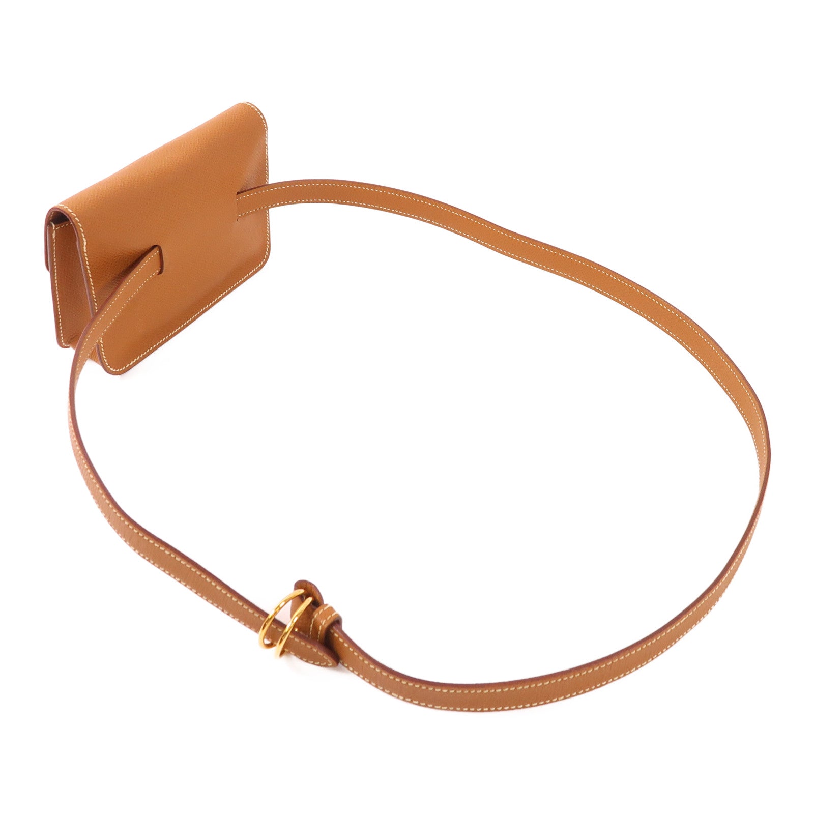 HERMES Epsom皮革Belt/Waist/Body Bag金扣腰包Gold