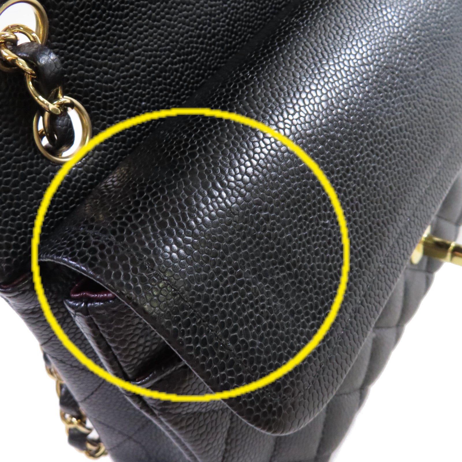 CHANEL 菱格Caviar皮革Classic 25 Chain Shoulder Bag金扣鏈帶肩背袋黑色