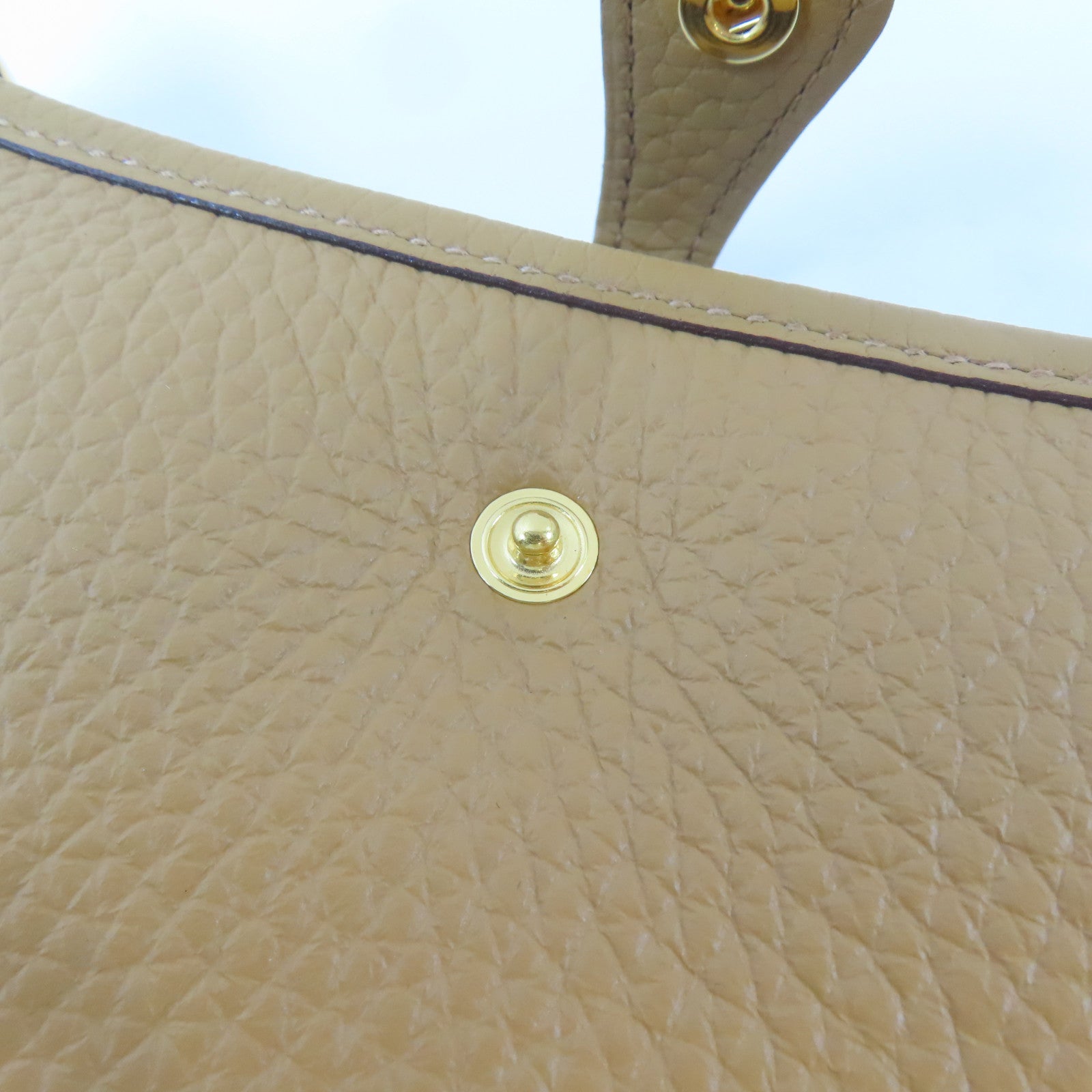 HERMES Clemence皮革Evelyne TPM金扣肩背袋Biscuit/啡色