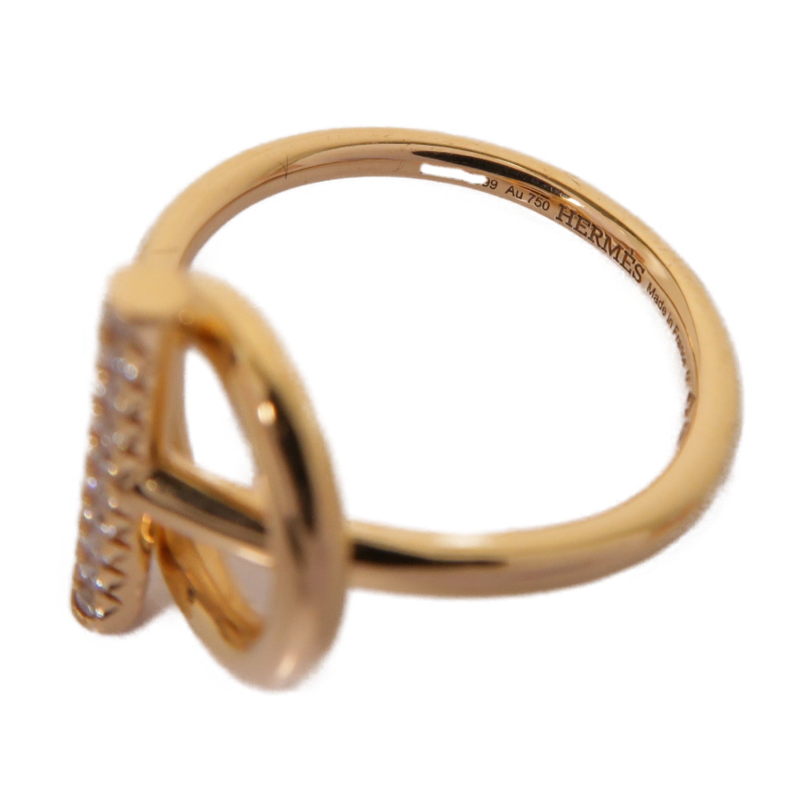 HERMES 18K玫瑰金Echappee Ring 0.07ct鑽石戒指Hermes#50 US#5.5