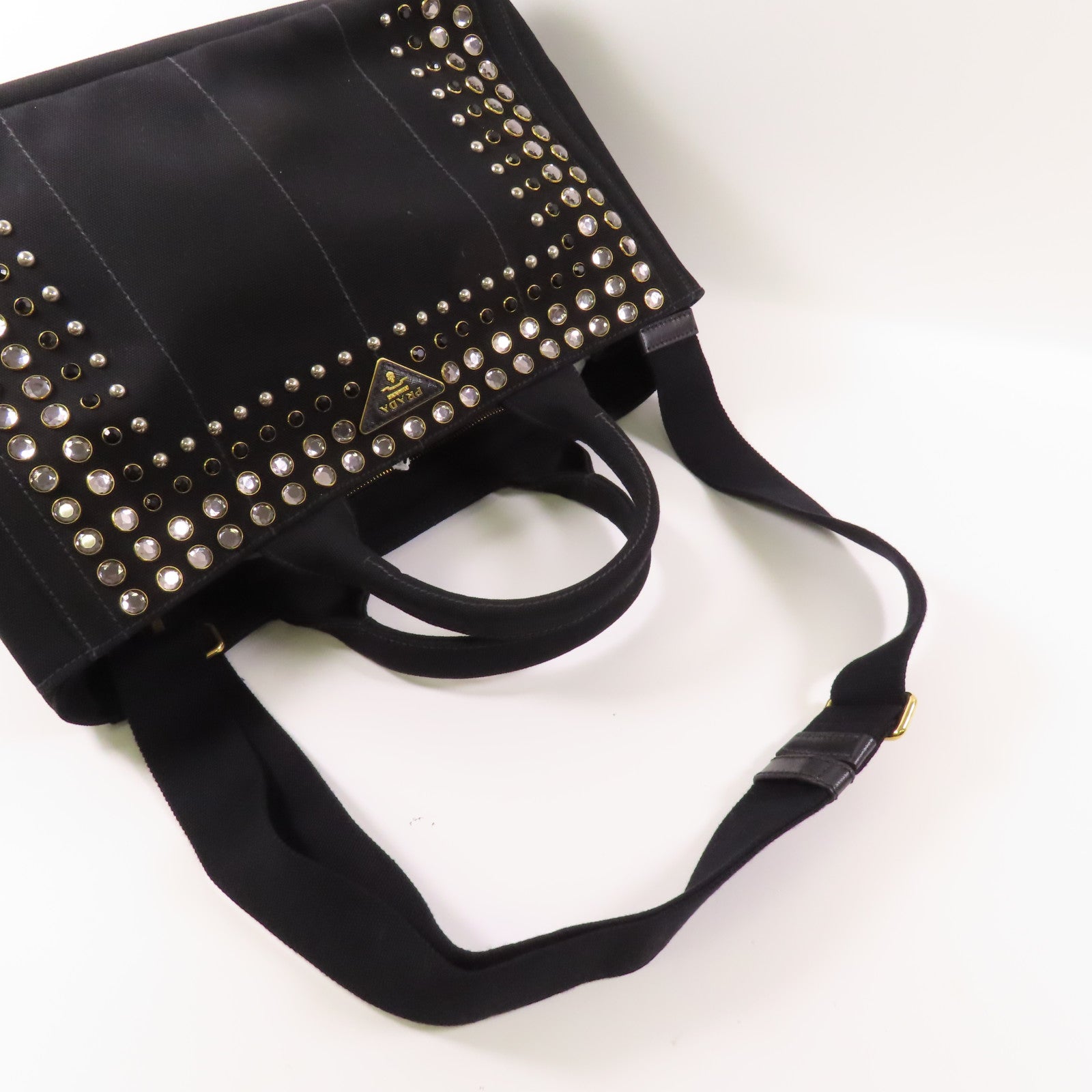 PRADA 帆布2 Way Shoulder金扣手挽肩背兩用袋