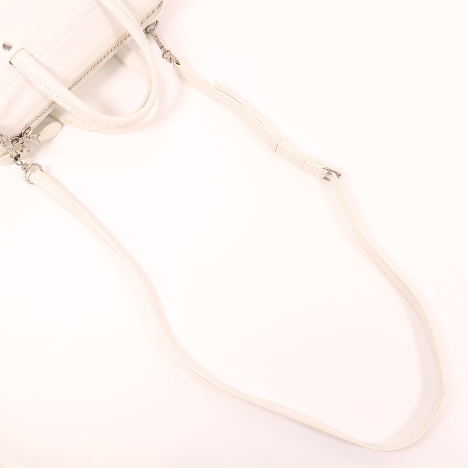 BALENCIAGA SHW 2 Way Shoulder Bag Handbag 476975 Calfskin Leather White