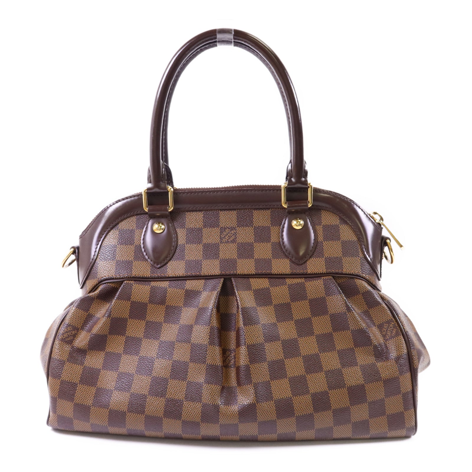 LOUIS VUITTON Damier Trevi PM金扣手挽肩背兩用袋棕色