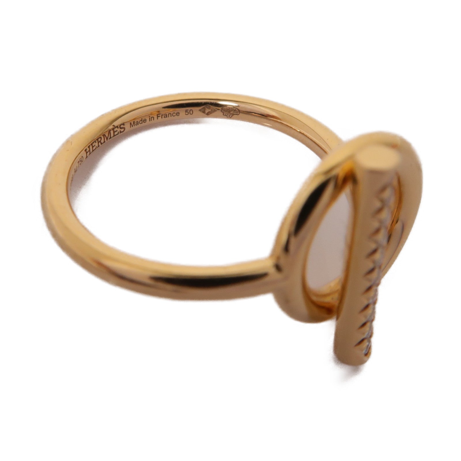 HERMES 18K玫瑰金Echappee Ring 0.07ct鑽石戒指Hermes#50 US#5.5