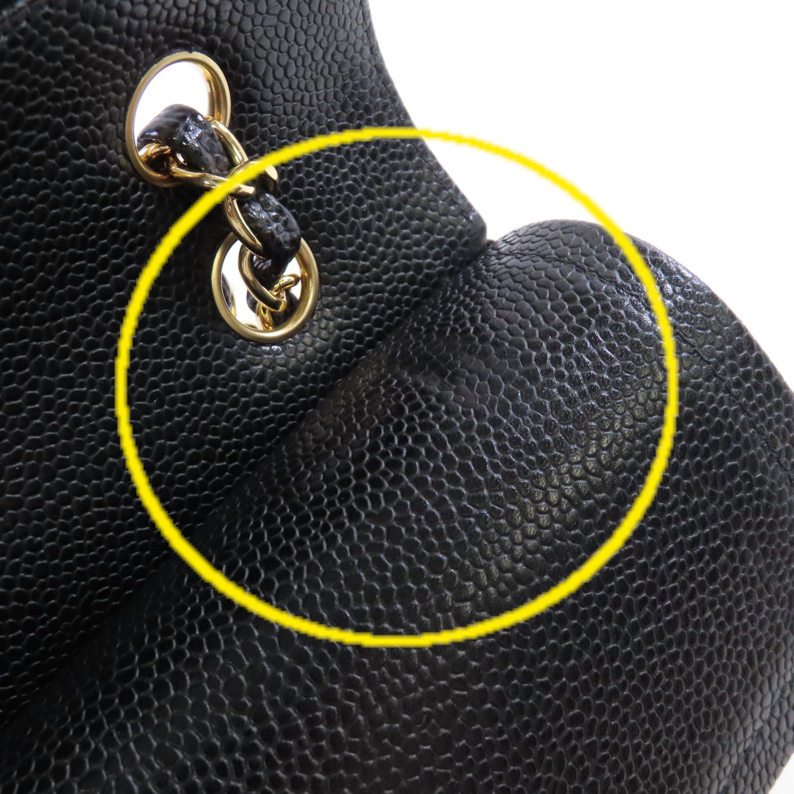 CHANEL 菱格Caviar皮革Classic 25 Chain Shoulder Bag金扣鏈帶肩背袋黑色
