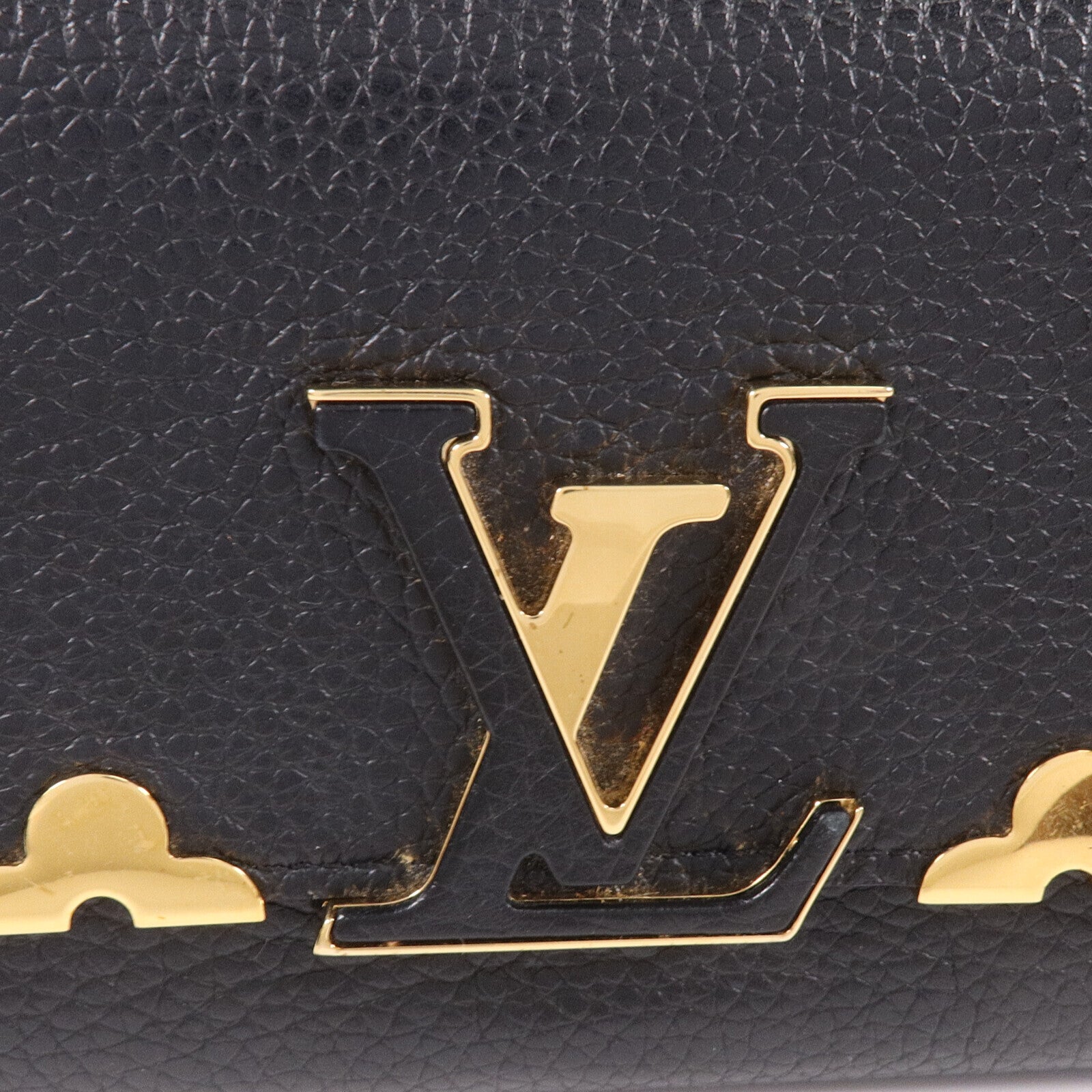 LOUIS VUITTON Taurillon皮革Capucines Wallet金扣長錢包