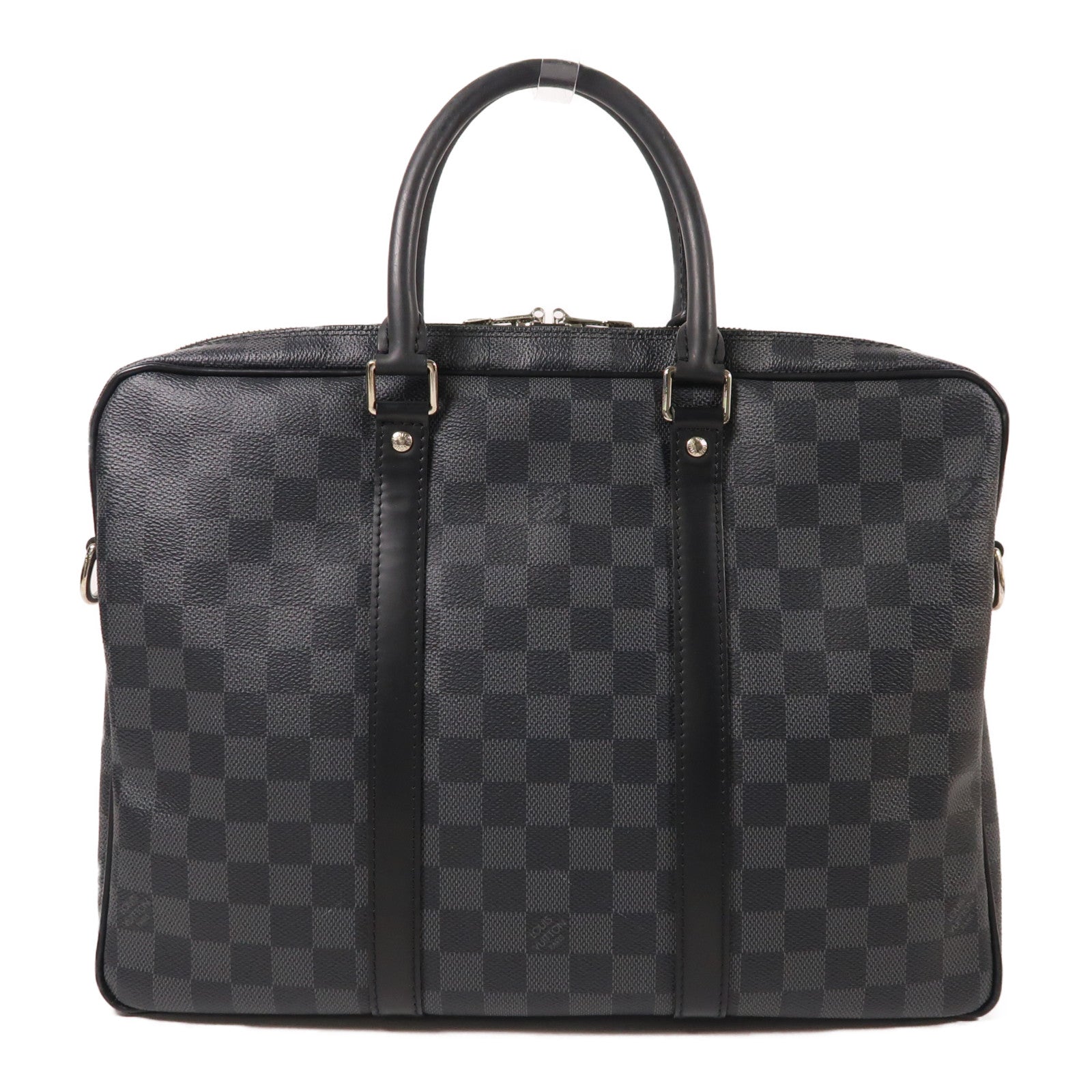 LOUIS VUITTON 【激減優惠】Damier Graphite Porte Documents Voyage銀扣手挽肩背兩用袋