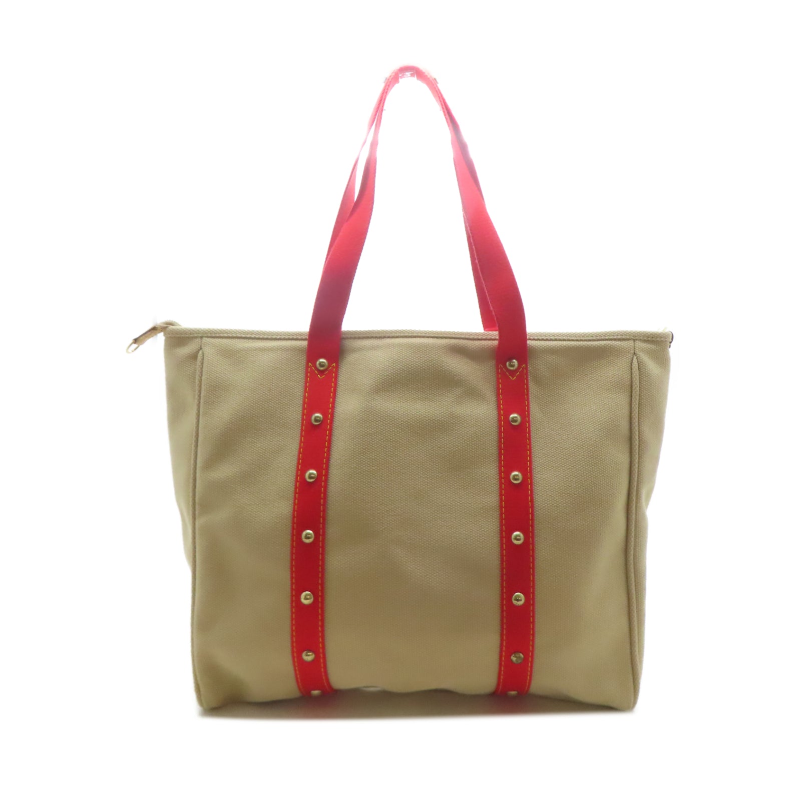 LOUIS VUITTON 【激減優惠】帆布Antigua Cabas GM金扣肩背袋米色/紅色