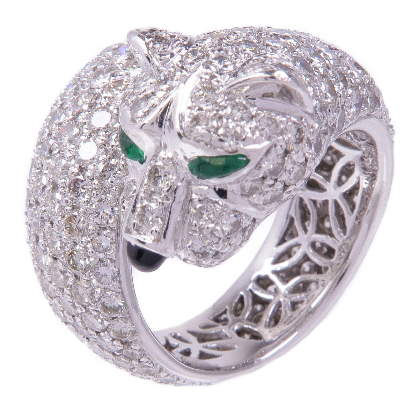JEWELRY PT900鉑金Emerald Diamond Ring綠寶石/鑽石戒指US#5.5