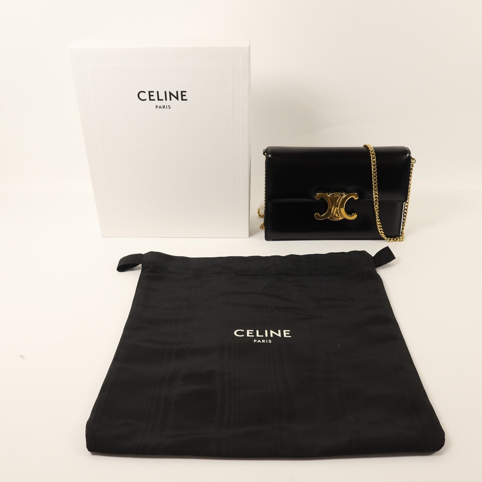 CELINE 牛皮皮革Margo Wallet On Chain金扣鏈帶肩背袋