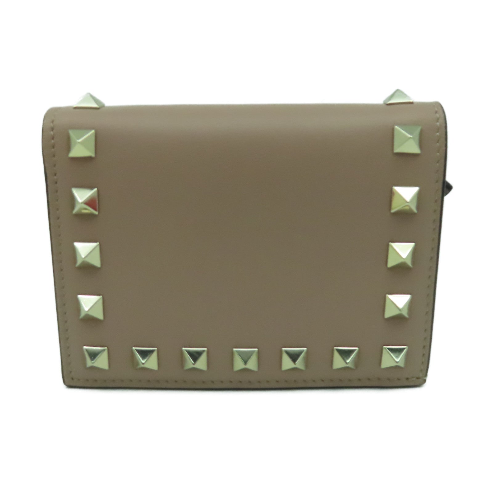 Valentino 【激減優惠】牛皮皮革Wallet金扣錢包暗粉紅色