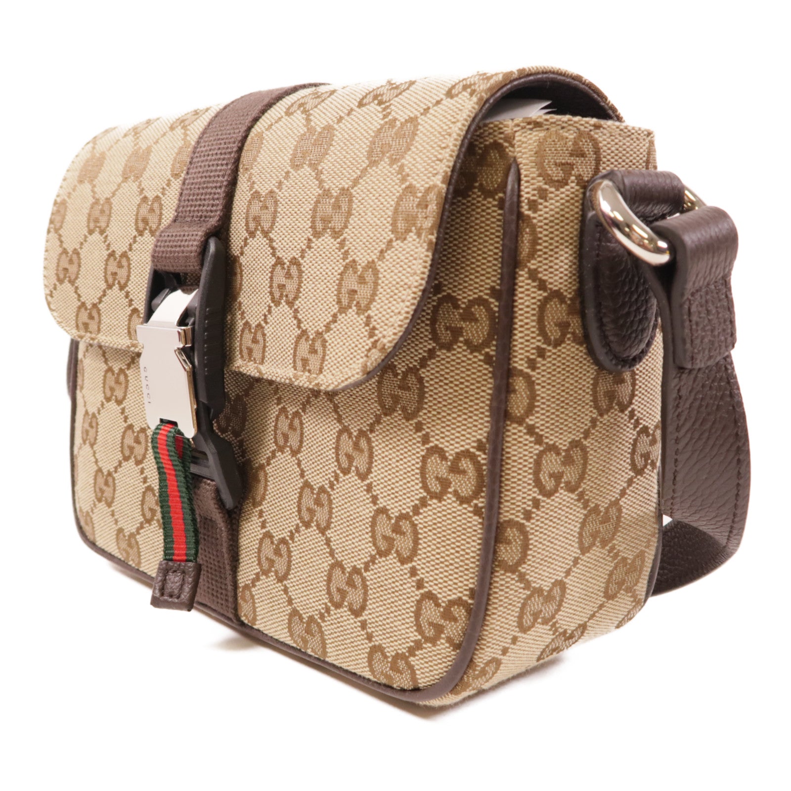 GUCCI SHW Mini GG Crossbody Shoulder Bag Brown Beige/Brown Canvas 802100