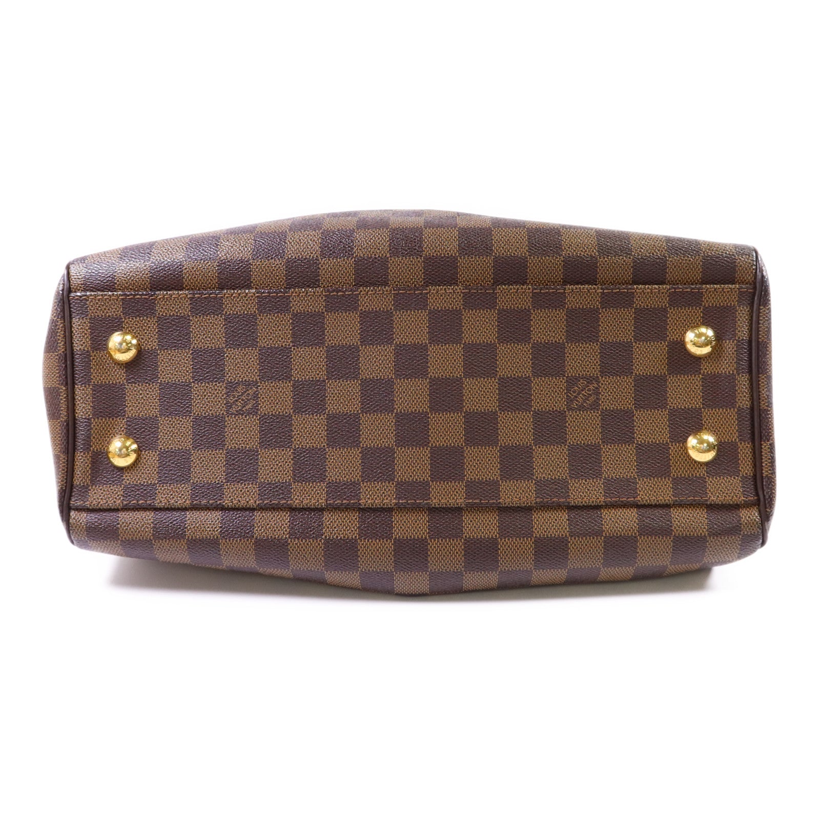 LOUIS VUITTON Damier Trevi PM金扣手挽肩背兩用袋棕色