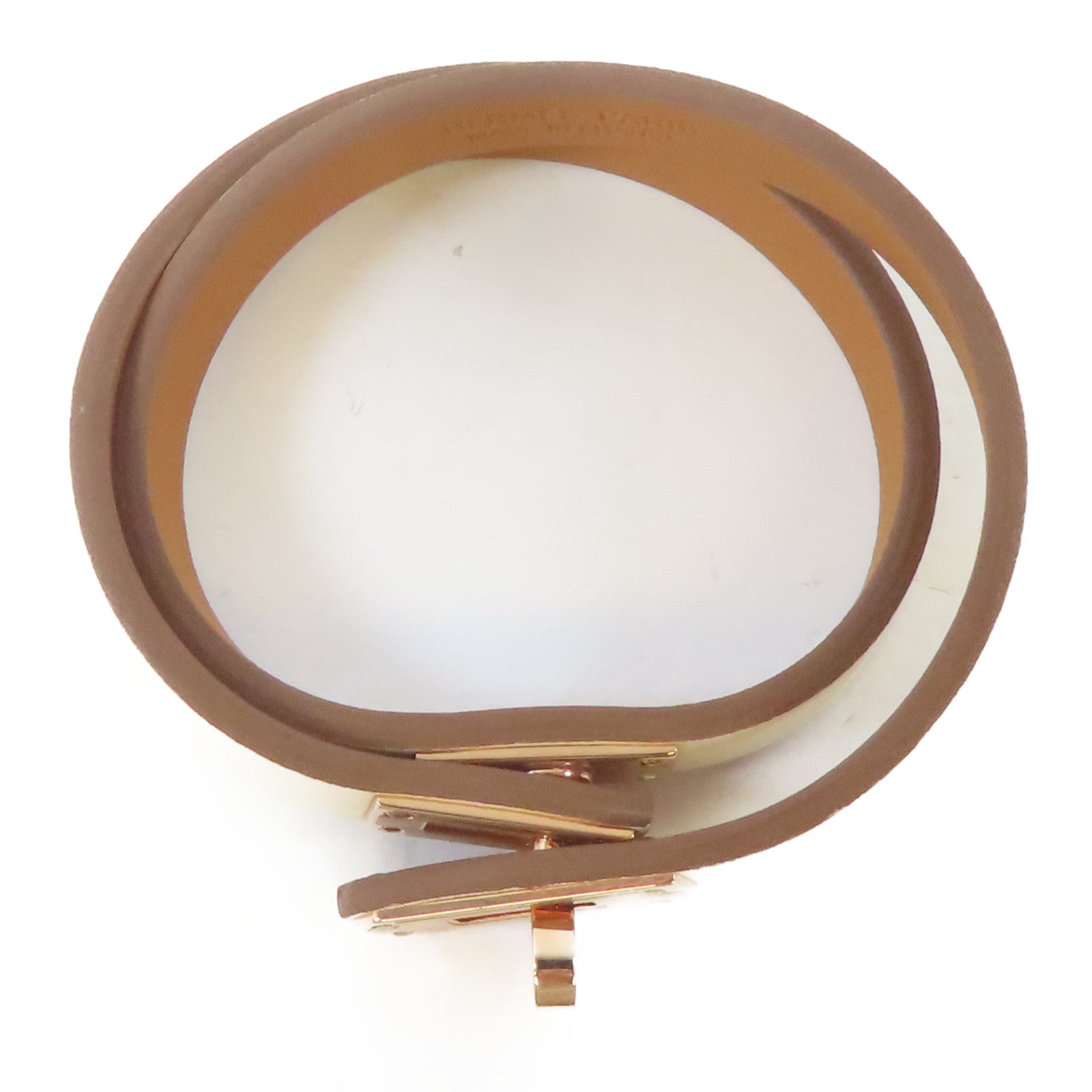 HERMES Swift皮革Kelly Double Tour Bracelet金扣手鐲Nata/米白色#15cm