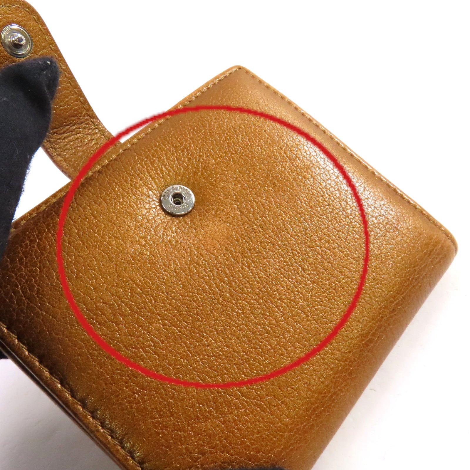 CHANEL 牛皮皮革Short Wallet銀扣短錢包金啡色