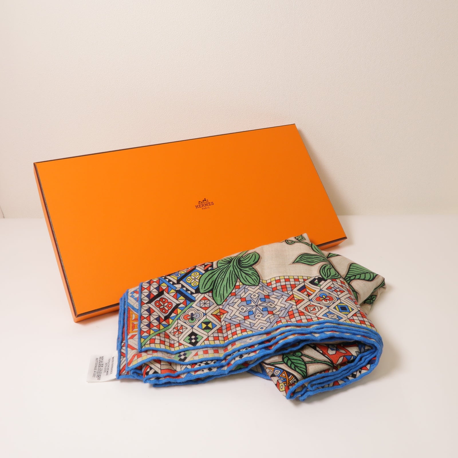 HERMES Cashmere Scarf圍巾米色/藍色/彩色