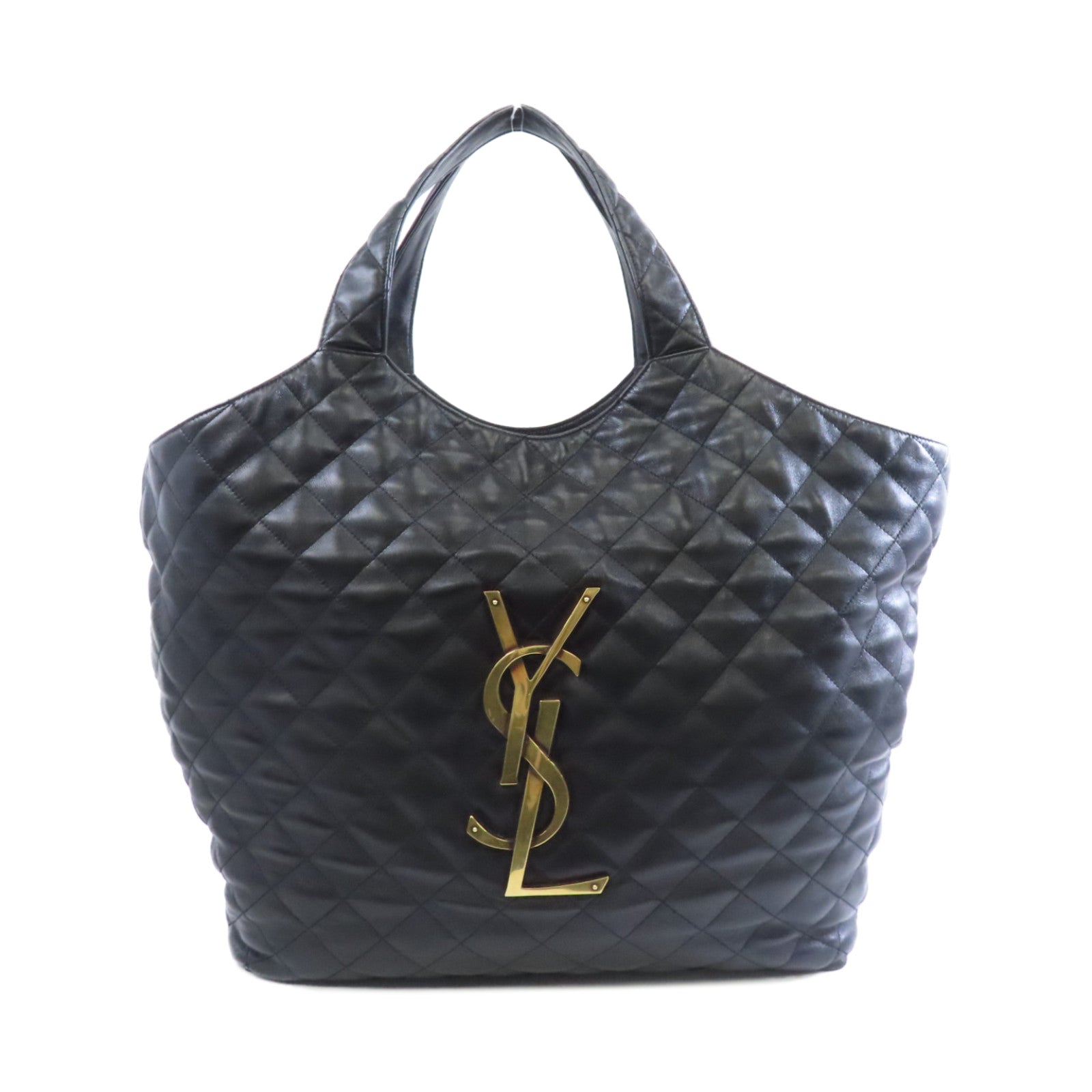 SAINT LAURENT 羊皮皮革Icare Maxi Shopping Bag金扣手挽袋黑色
