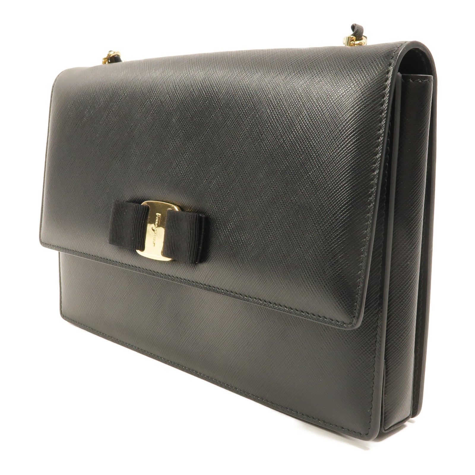 Salvatore Ferragamo 牛皮皮革Chain Shoulder鏈帶肩背袋