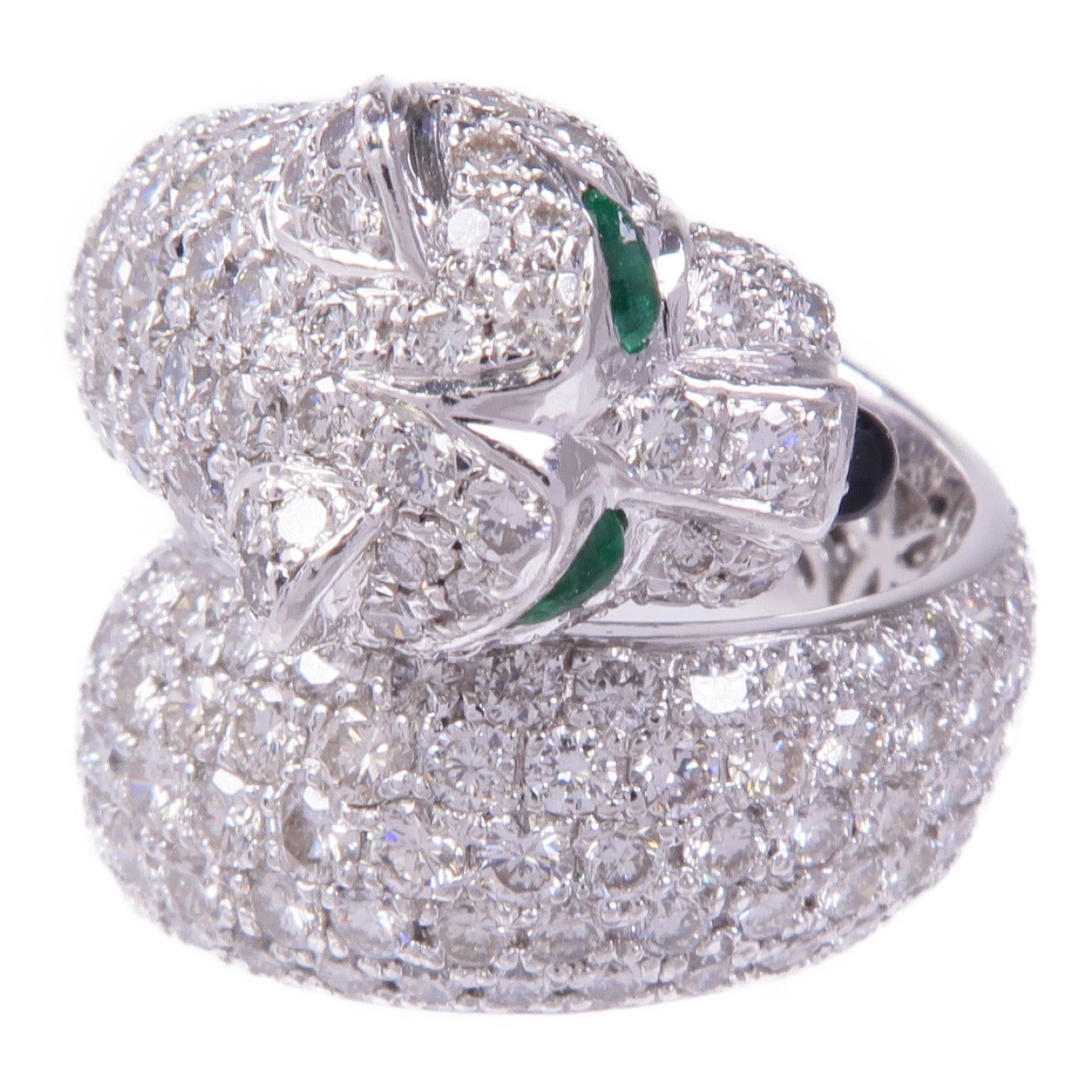 JEWELRY PT900鉑金Emerald Diamond Ring綠寶石/鑽石戒指US#5.5