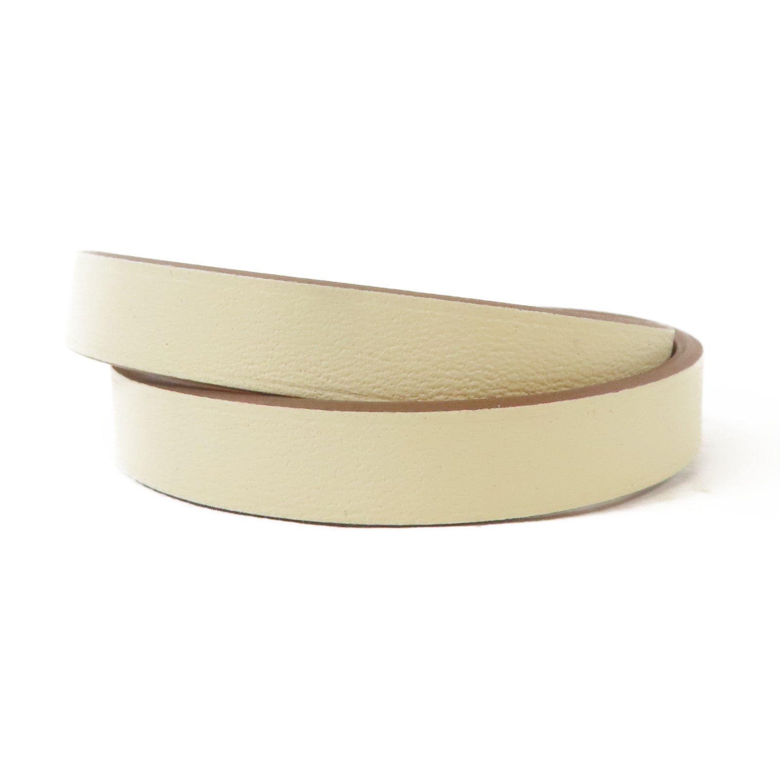 HERMES Swift皮革Kelly Double Tour Bracelet金扣手鐲Nata/米白色#15cm