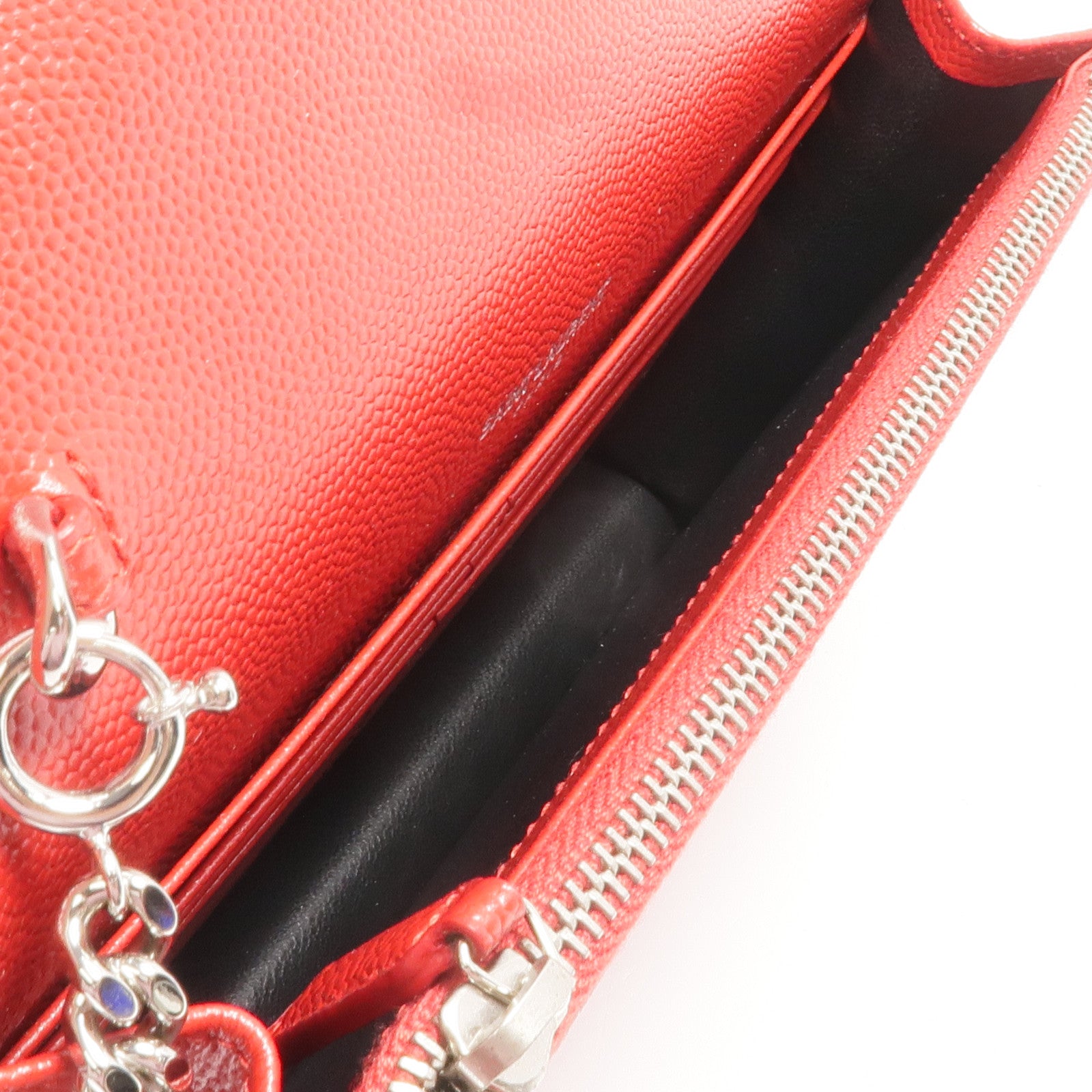 SAINT LAURENT 牛皮皮革Cassandre Envelope Chain Wallet銀扣鏈帶肩背袋