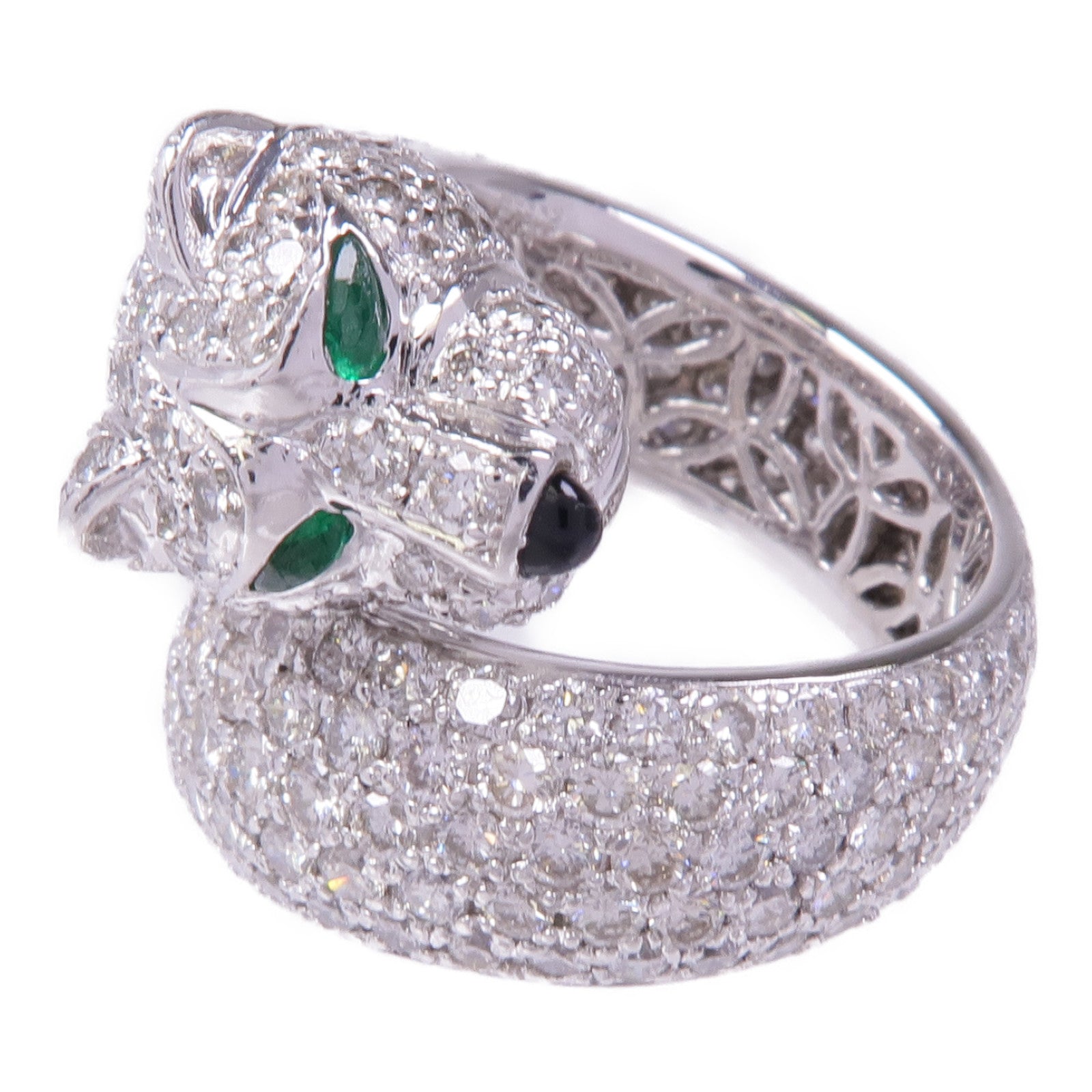 JEWELRY PT900鉑金Emerald Diamond Ring綠寶石/鑽石戒指US#5.5