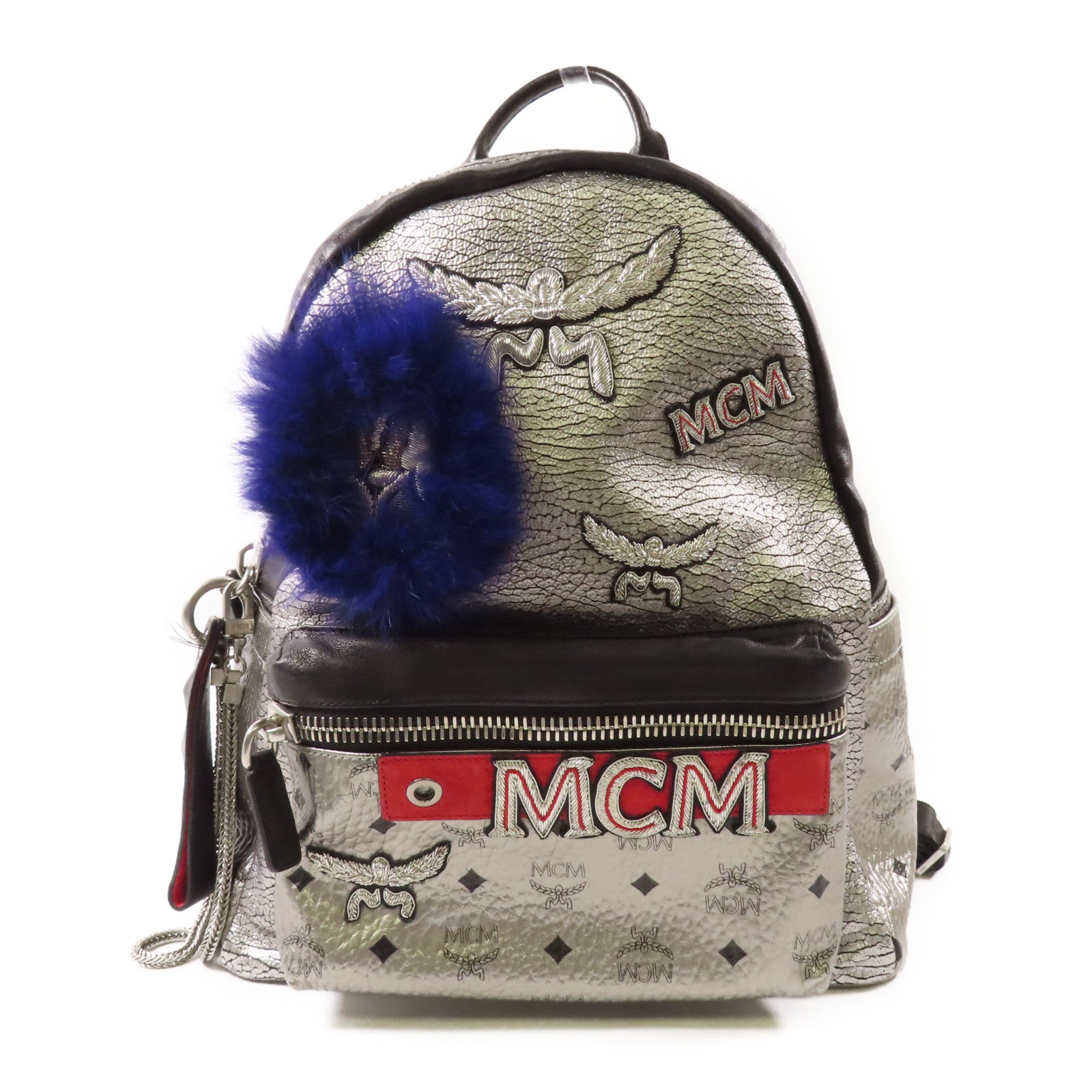 MCM 皮革Stark Insignia Backpack銀扣背包