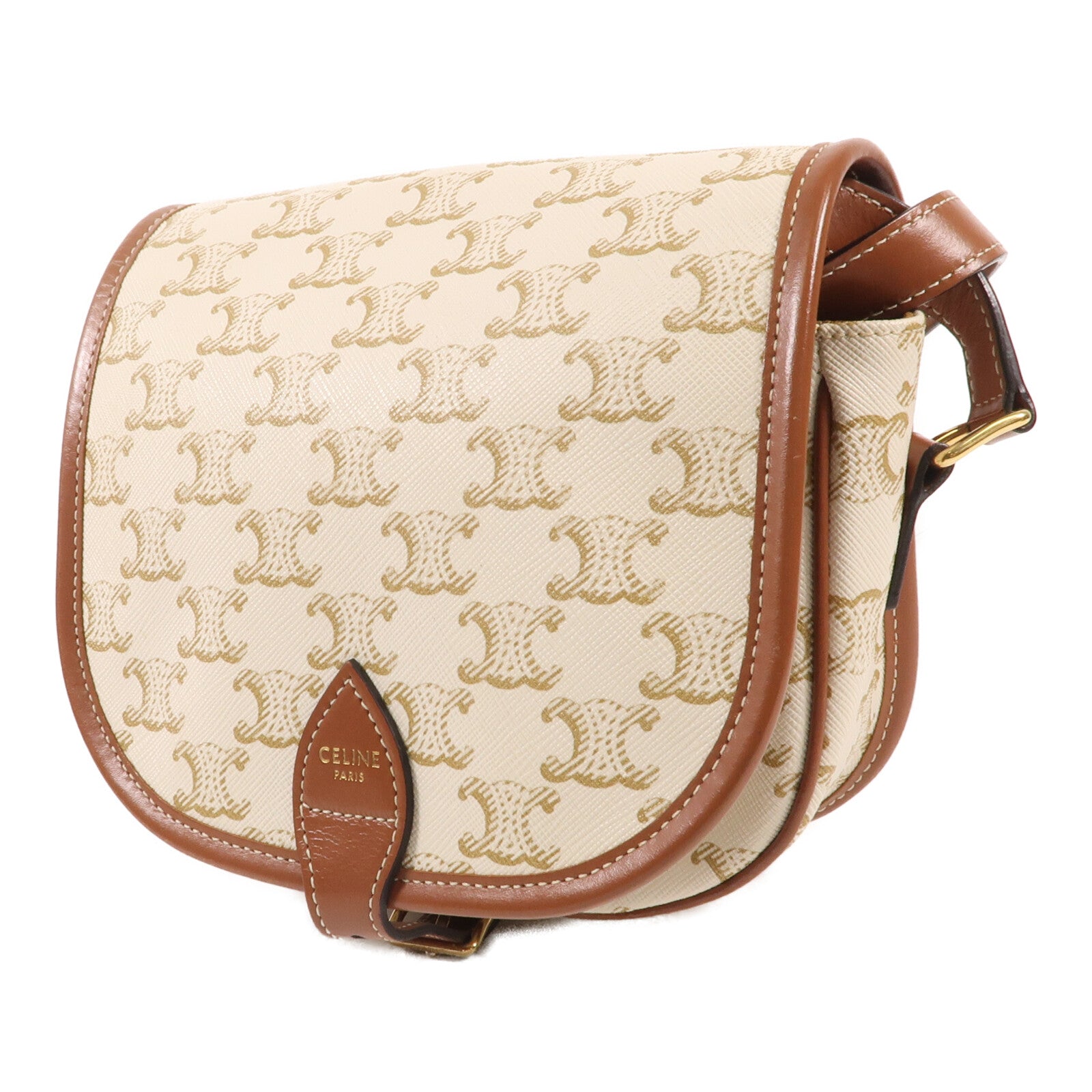 CELINE 塗層帆布Folco金扣肩背袋