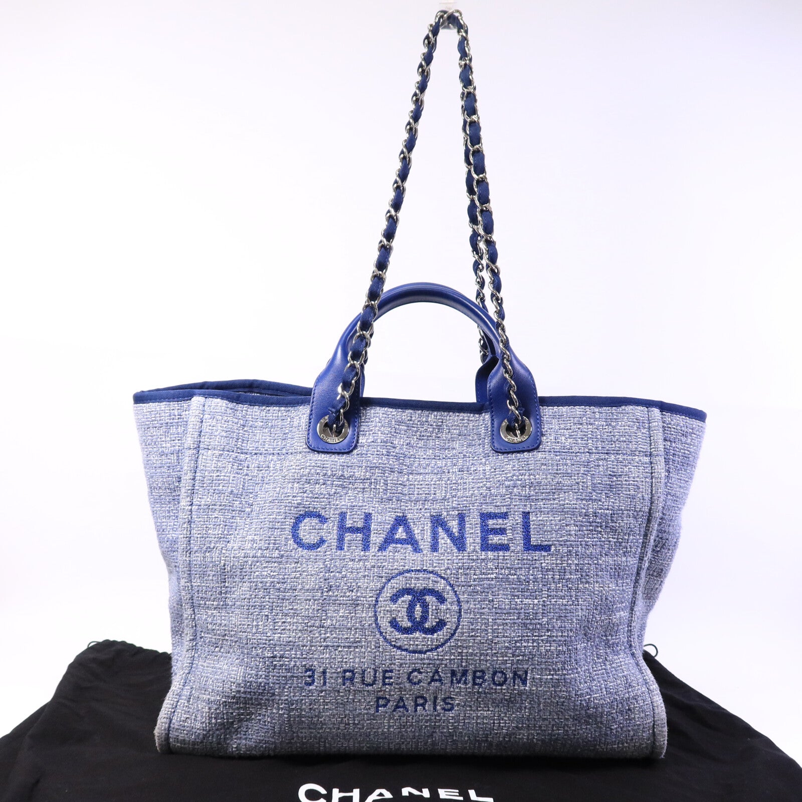 CHANEL 帆布Deauville Tote Bag手挽肩背兩用袋