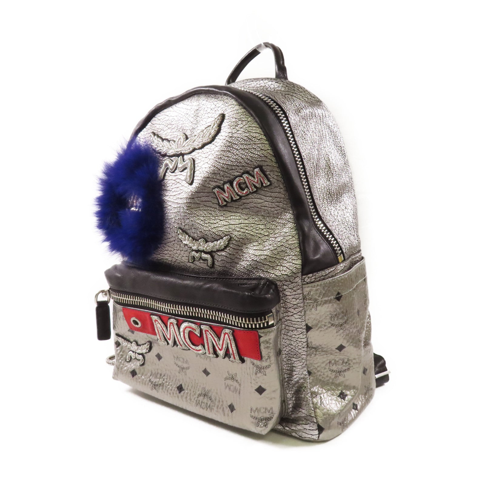 MCM 皮革Stark Insignia Backpack銀扣背包