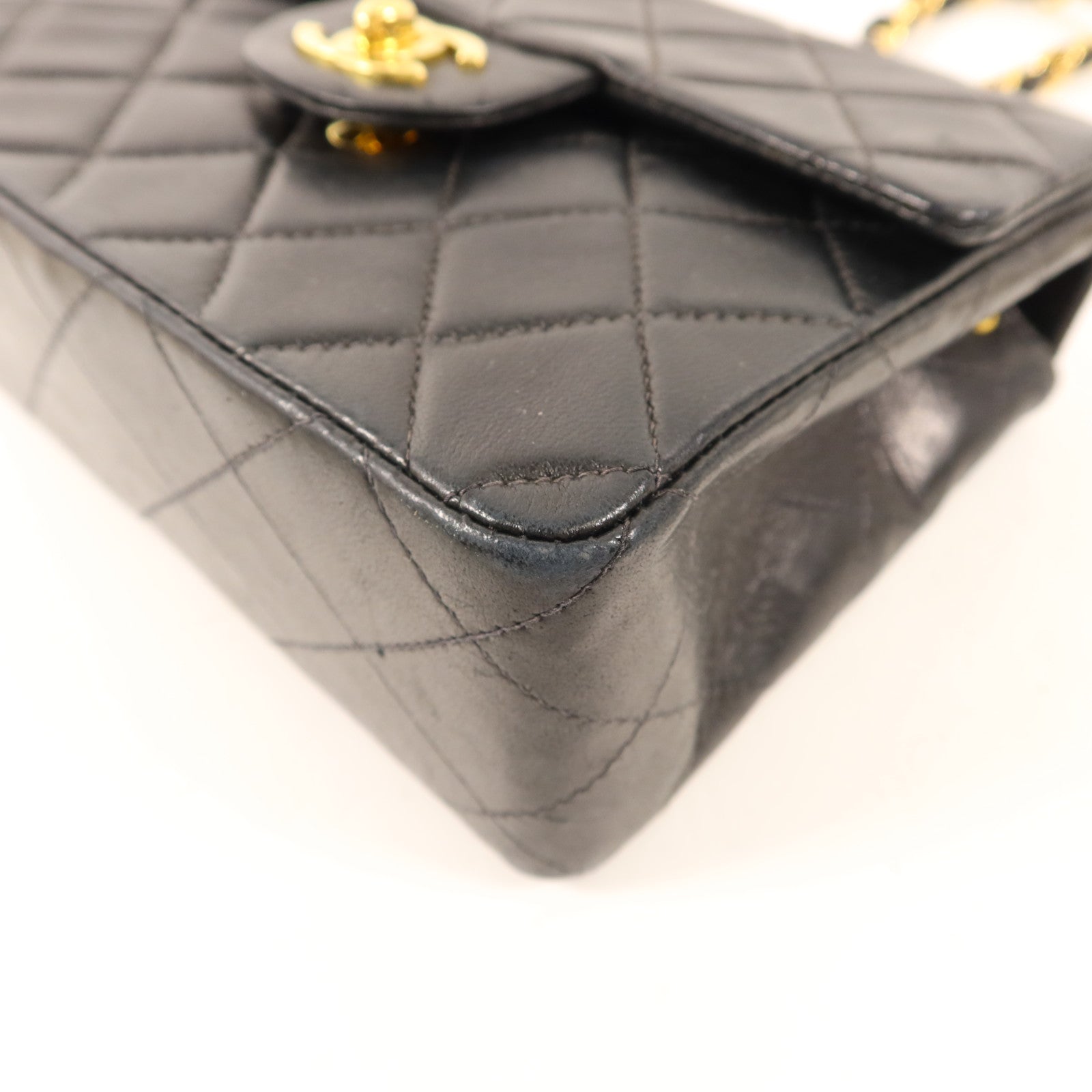 CHANEL 羊皮皮革Vintage Classic Mini Square 17金扣鏈帶肩背袋