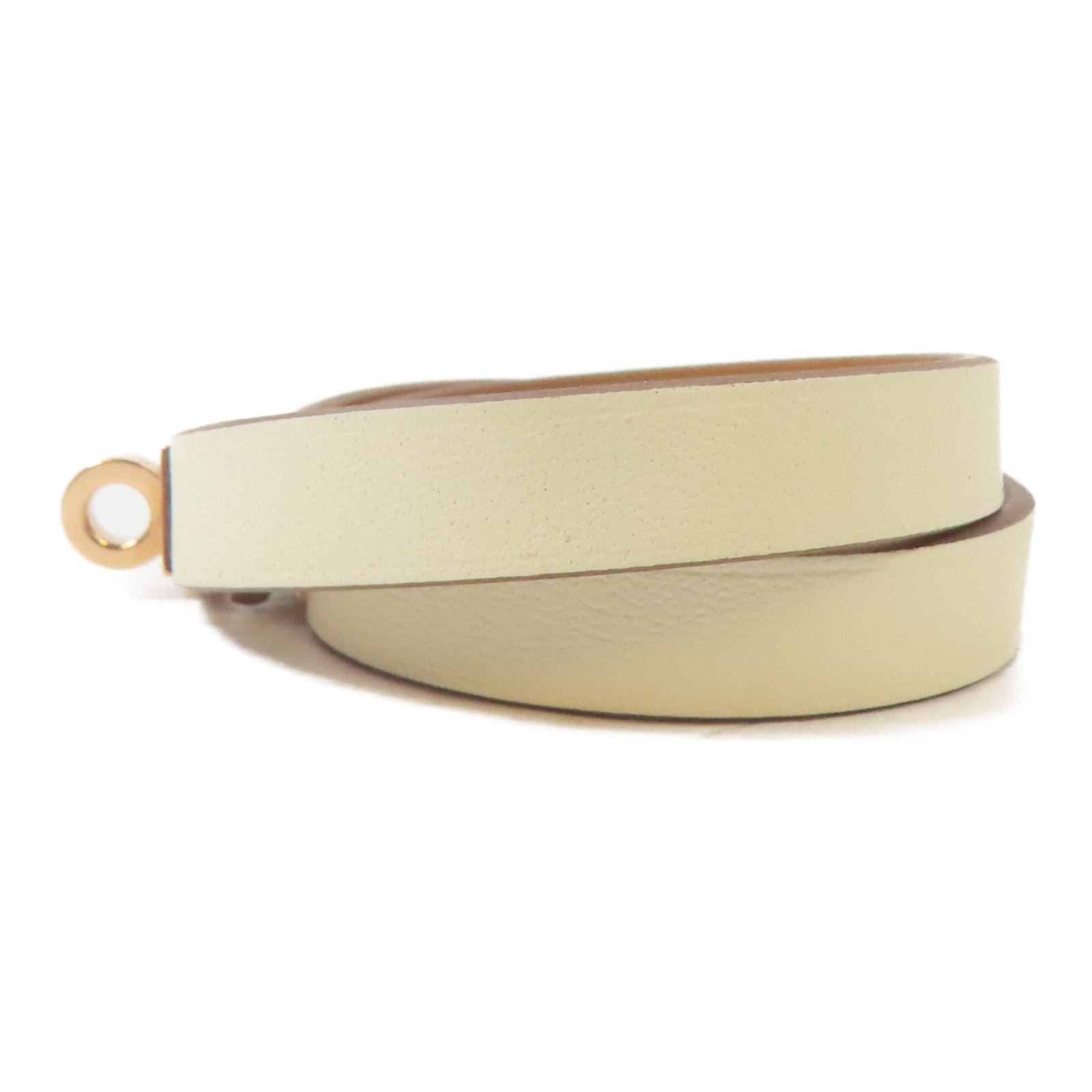 HERMES Swift皮革Kelly Double Tour Bracelet金扣手鐲Nata/米白色#15cm