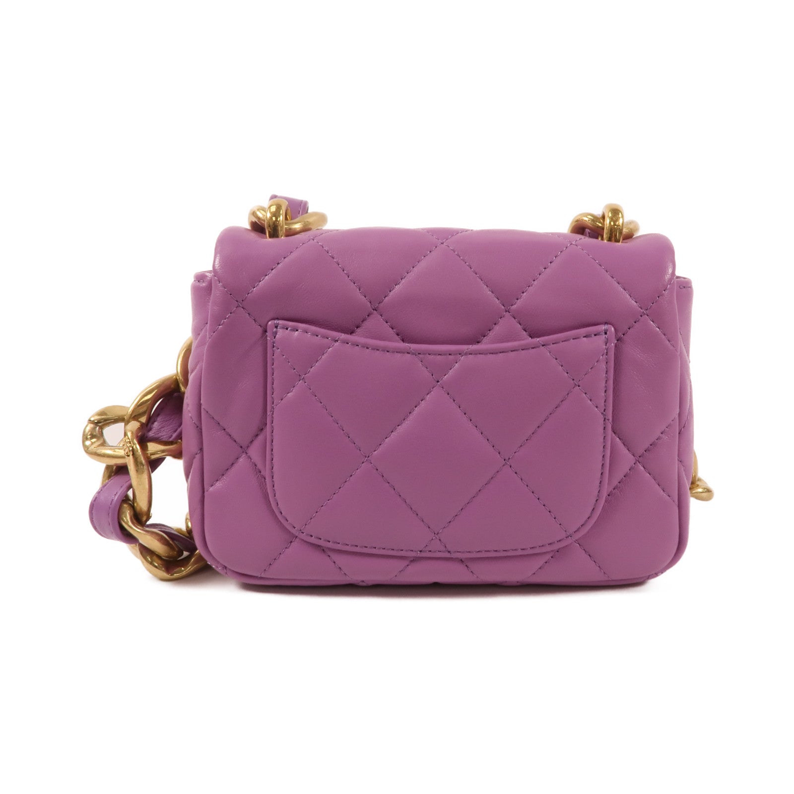 CHANEL 羊皮皮革Mini Flap Bag金扣鏈帶肩背袋