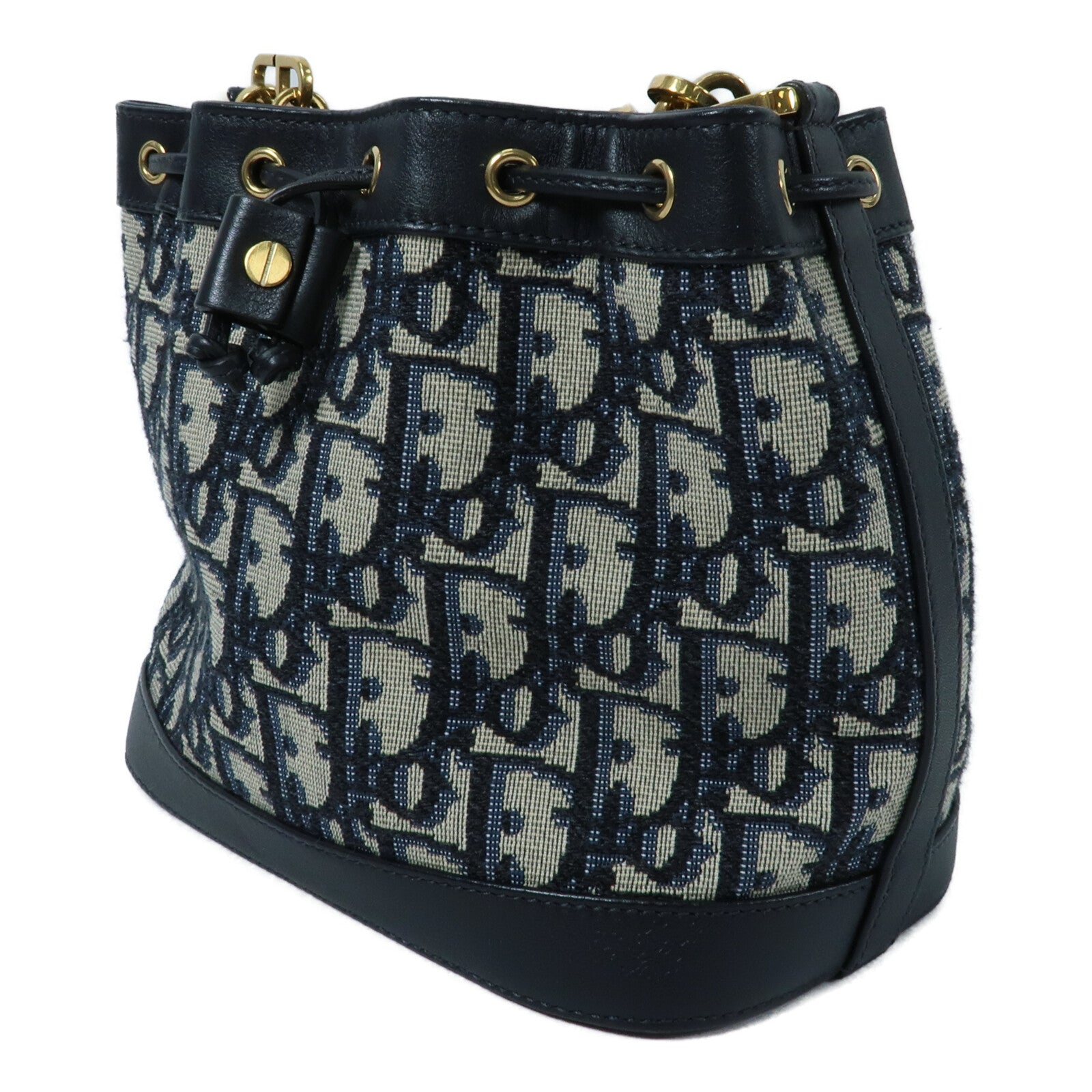 Dior 帆布Mini Oblique Bucket Bag鏈帶肩背袋