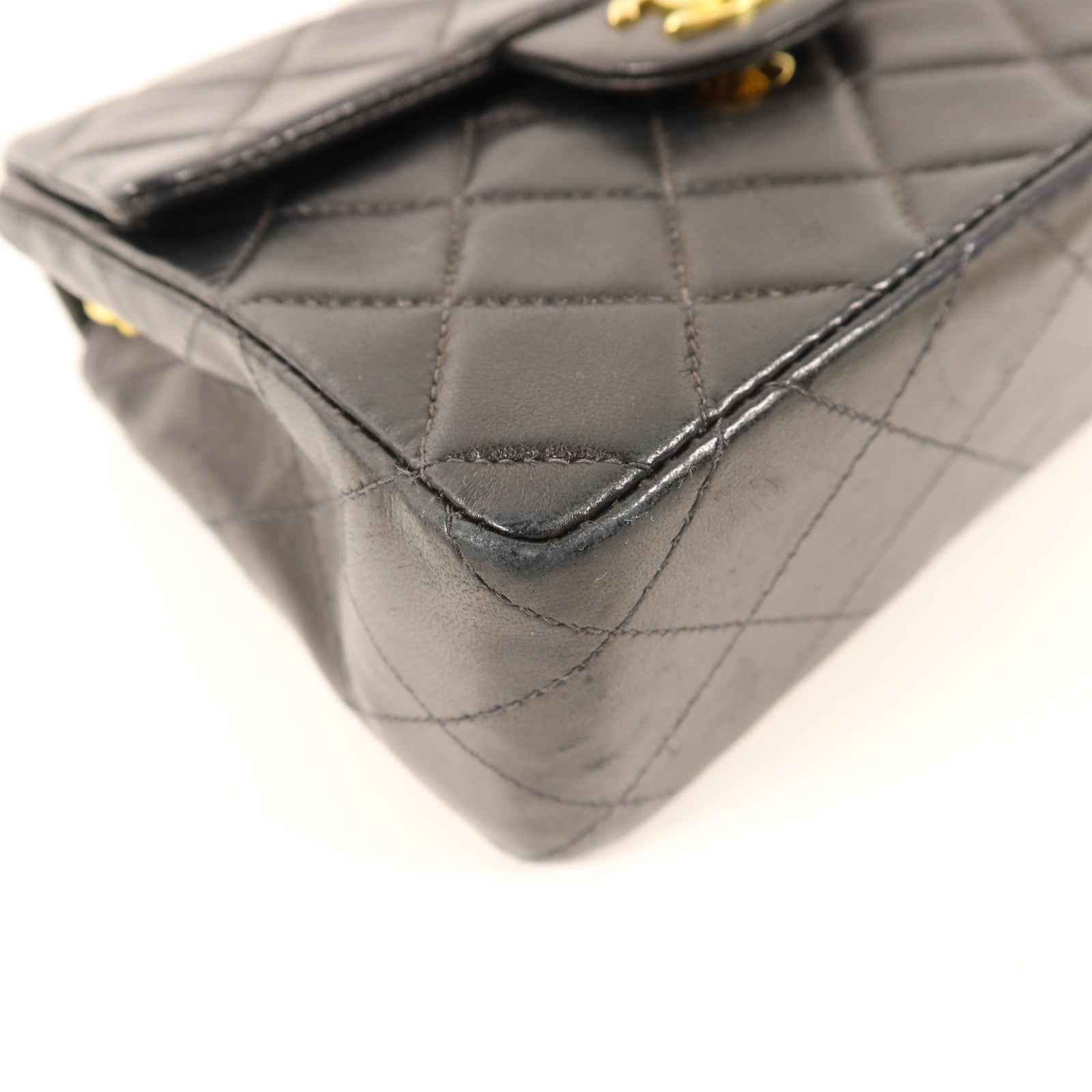 CHANEL 羊皮皮革Vintage Classic Mini Square 17金扣鏈帶肩背袋