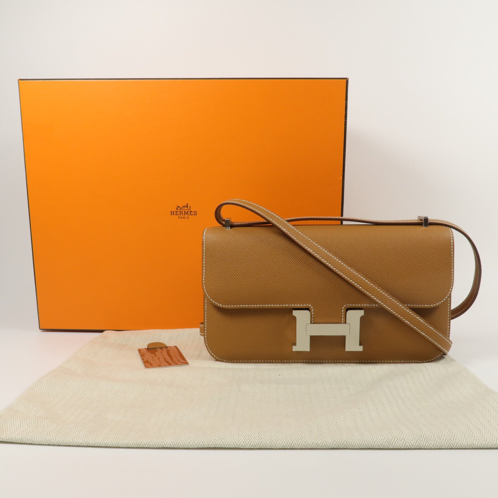 HERMES Epsom皮革Constance Elan肩背袋Gold