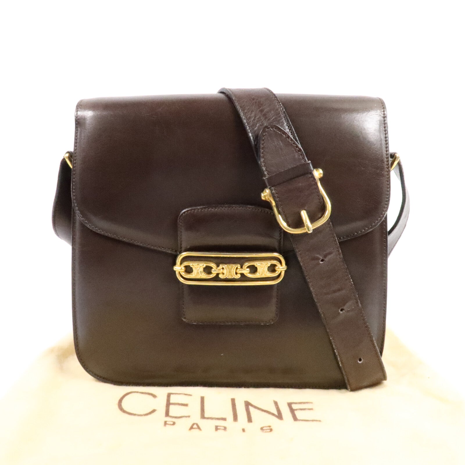 CELINE 牛皮皮革Vintage Shoulder Bag肩背袋