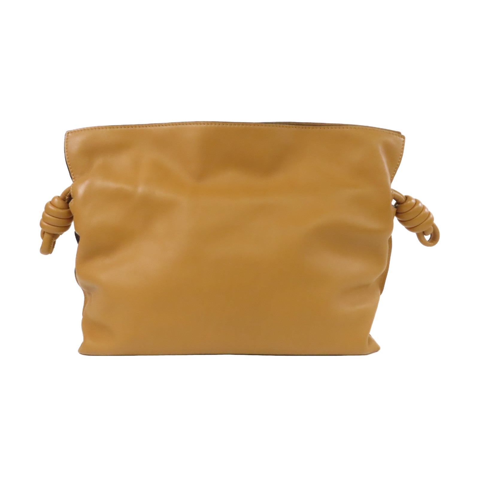 LOEWE 皮革Flamenco Clutch金扣肩背袋啡色