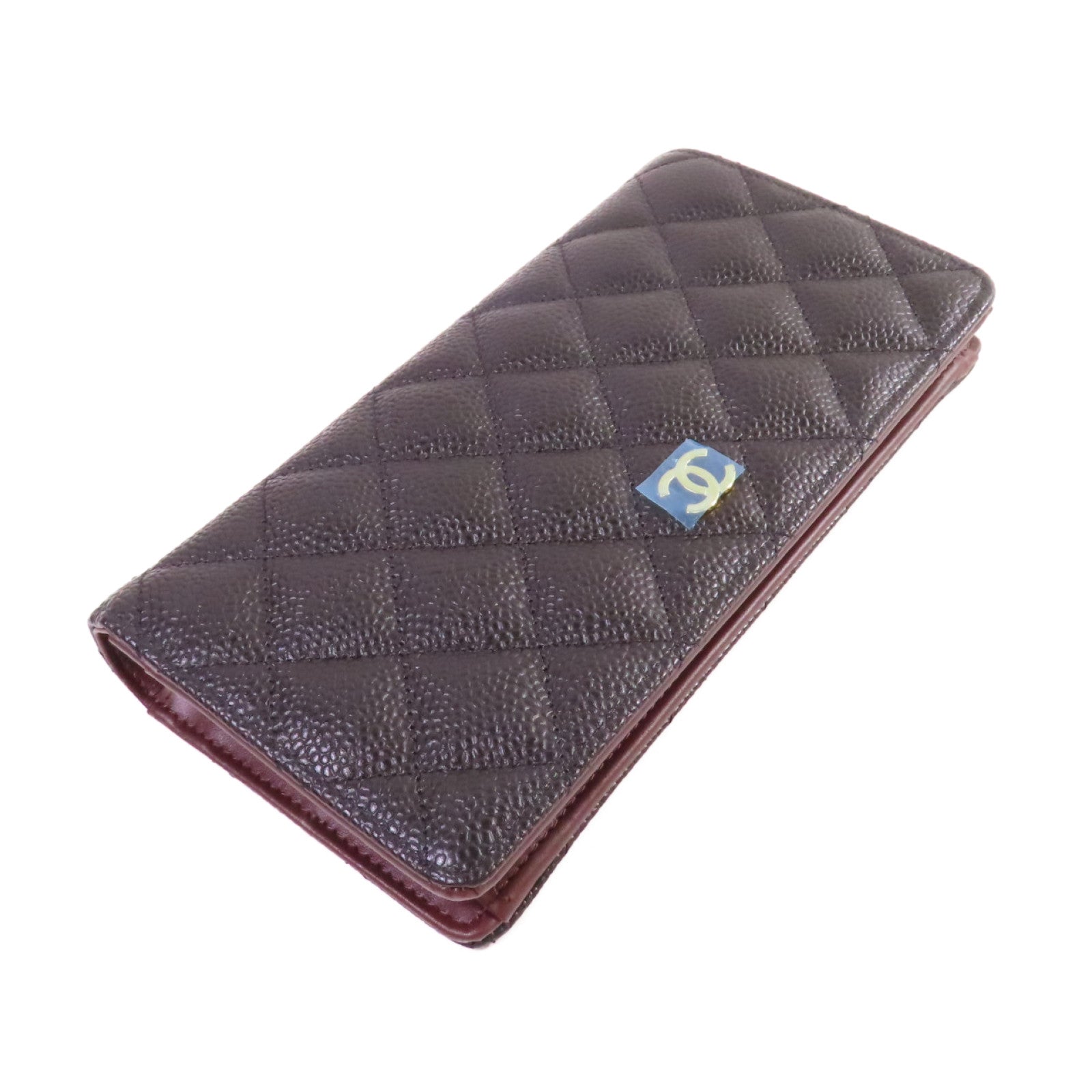 CHANEL 菱格Caviar皮革Long Wallet金扣長錢包黑色