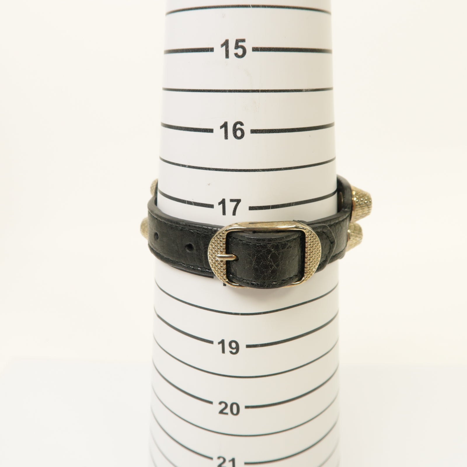 BALENCIAGA 【激減優惠】牛皮皮革/金屬Bracelet銀扣手鐲黑色
