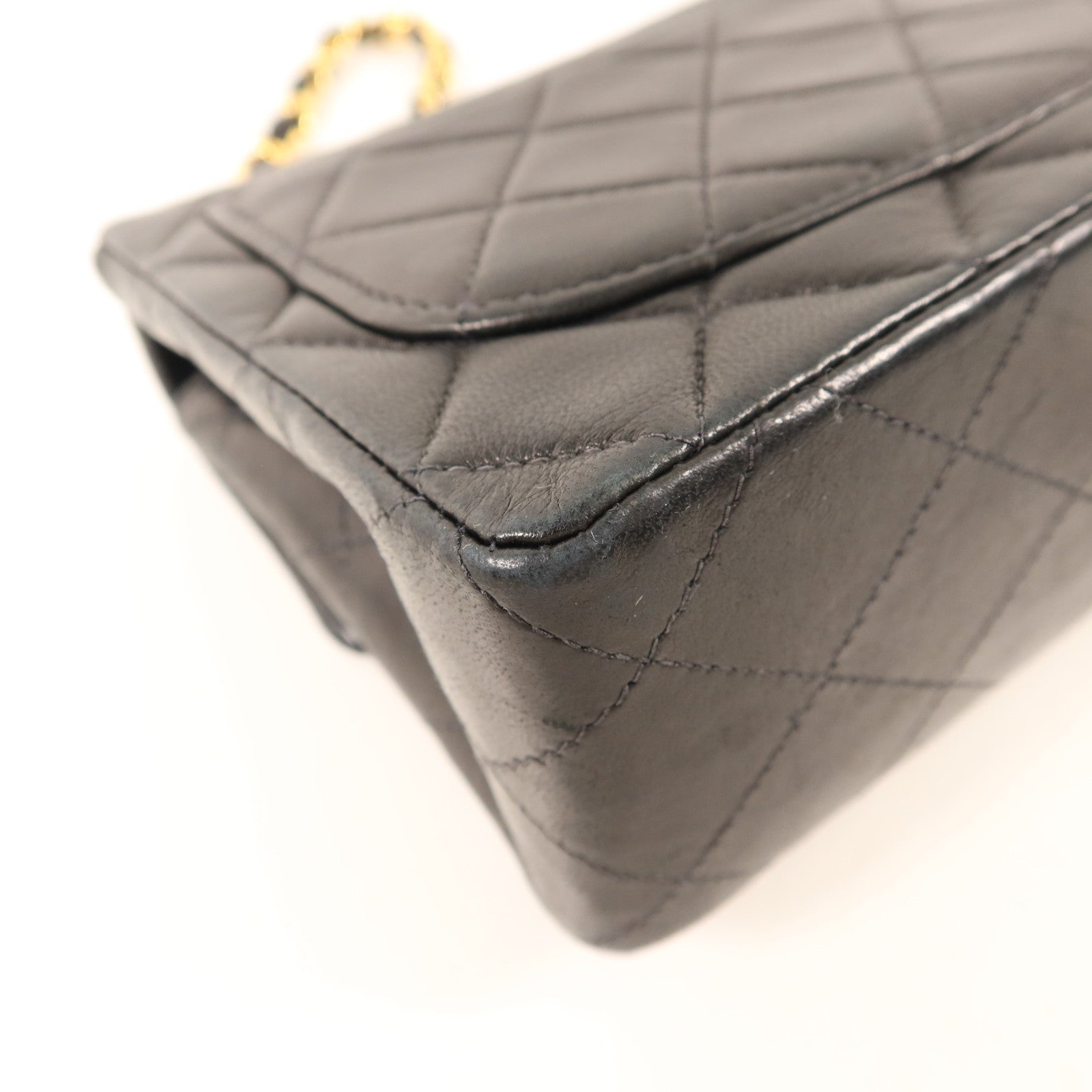 CHANEL 羊皮皮革Vintage Classic Mini Square 17金扣鏈帶肩背袋