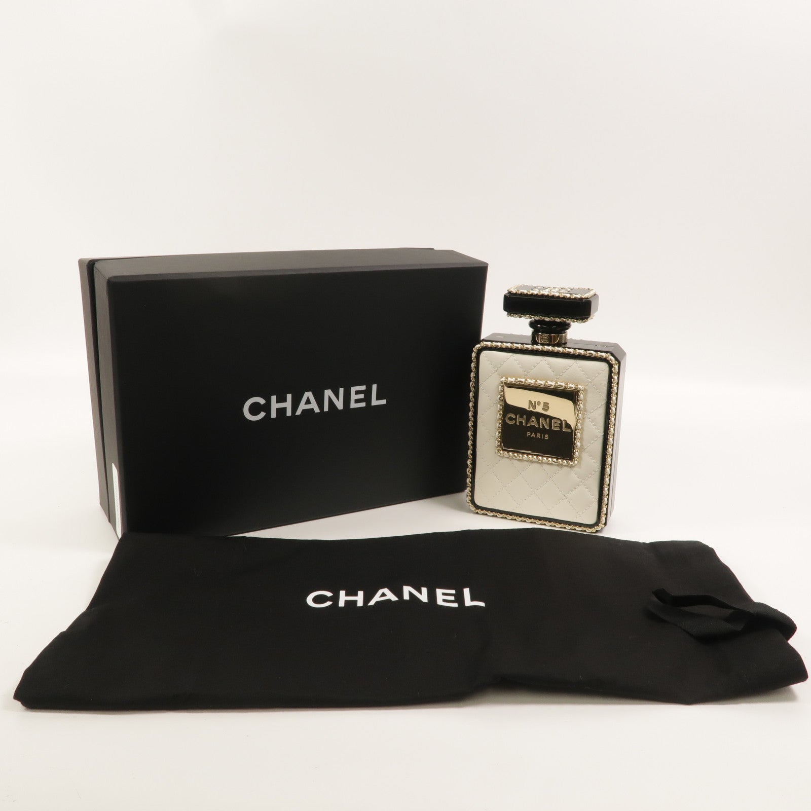 CHANEL 羊皮皮革PVC Chain Shoulder鏈帶肩背袋