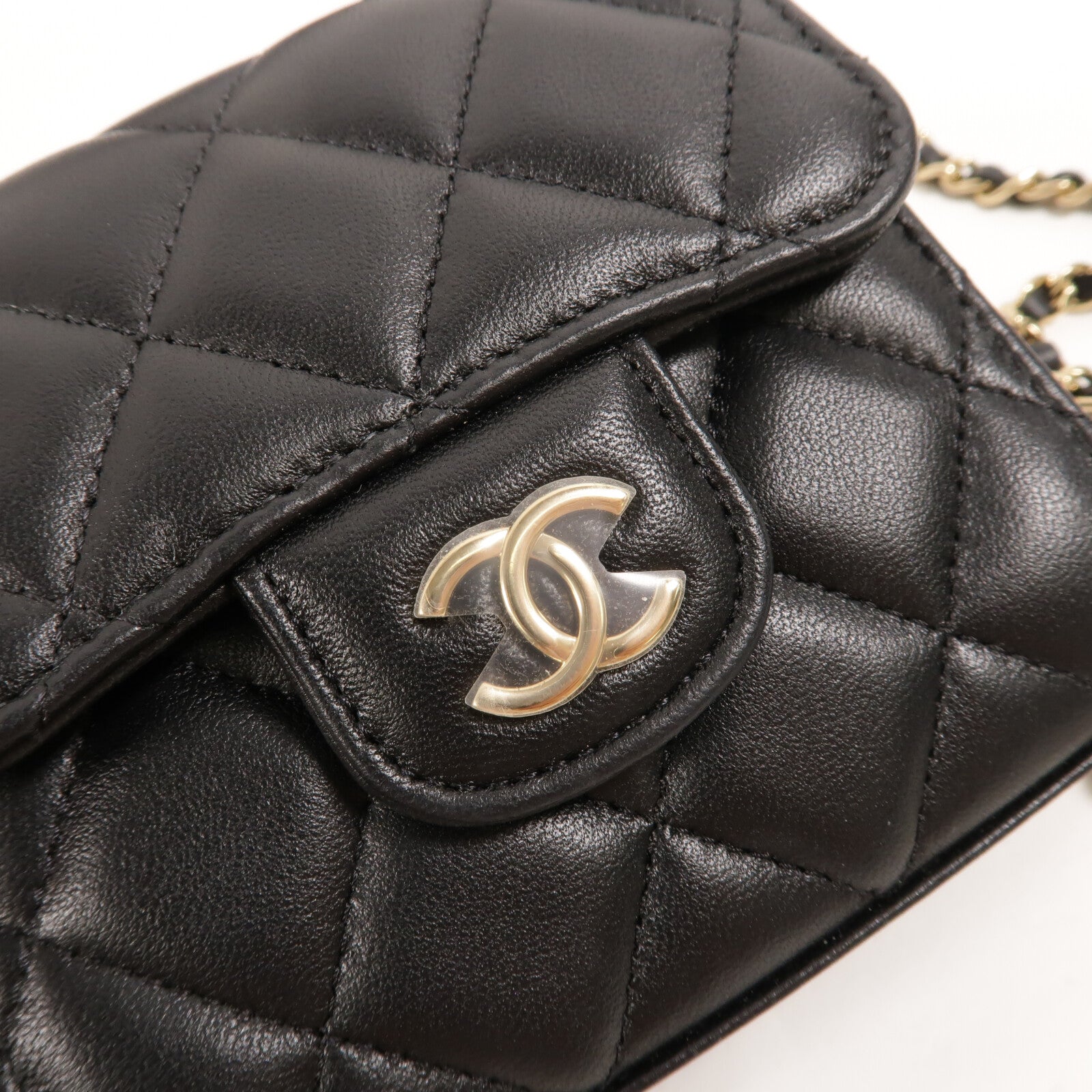 CHANEL 羊皮皮革22P Mini With Top Handle手挽肩背兩用袋