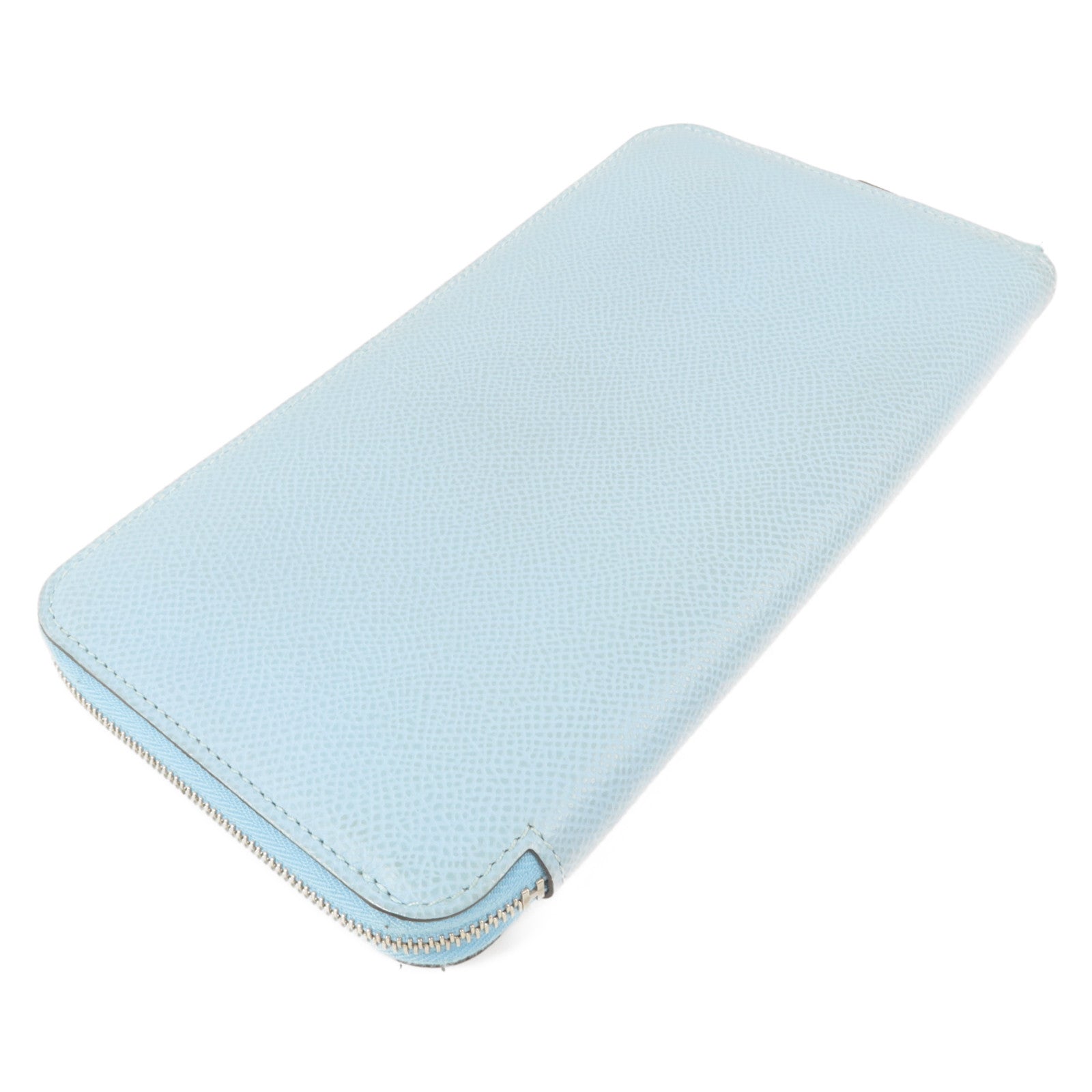 HERMES Epsom皮革Silk In Long Wallet長錢包Celeste