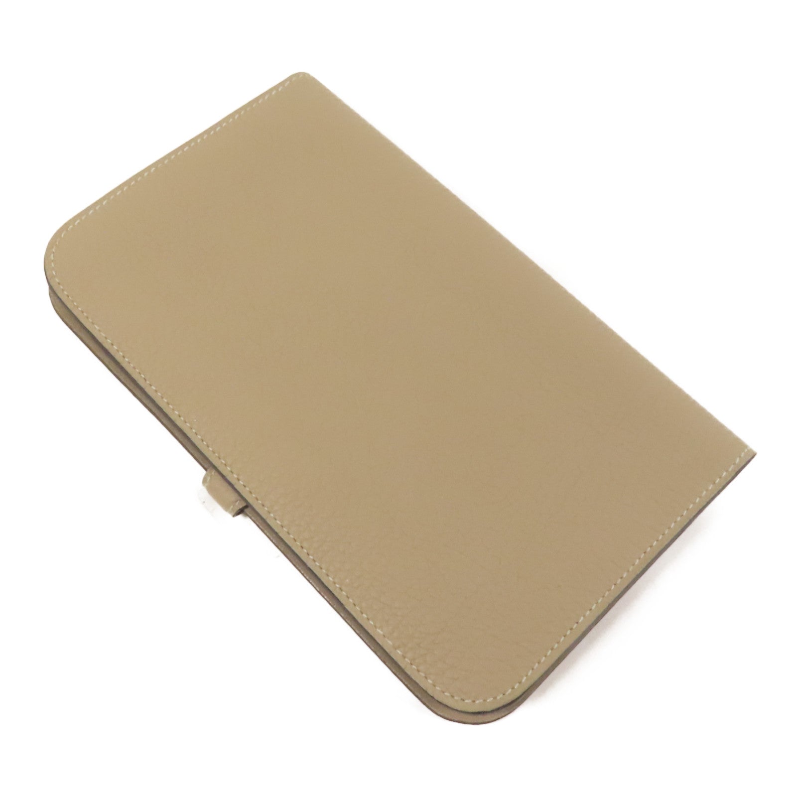 HERMES Clemence皮革Dogon GM金扣長錢包Gris Tourterelle